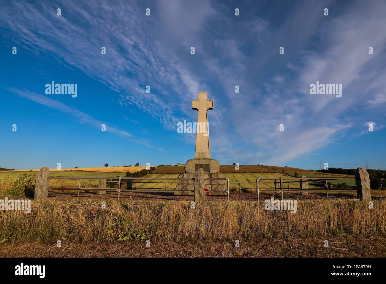The Flodden Memorial on Branxton Moor commorating the 1513 battle which saw James IV and his Scottish Army defeated by the Earl of Surry's army Stock Photo