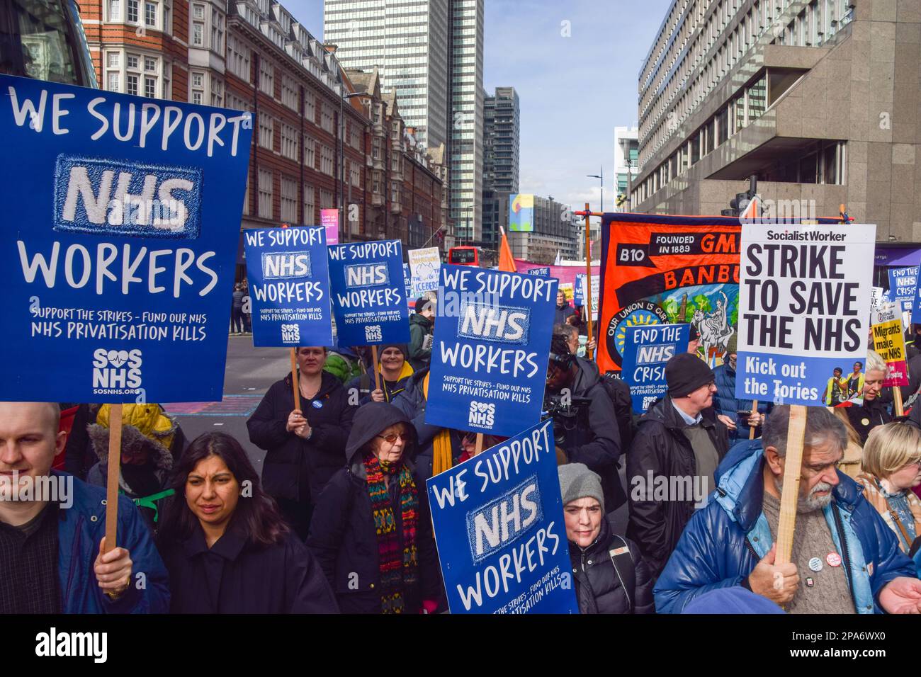 London, UK. 11th March 2023. Protesters in Tottenham Court Road