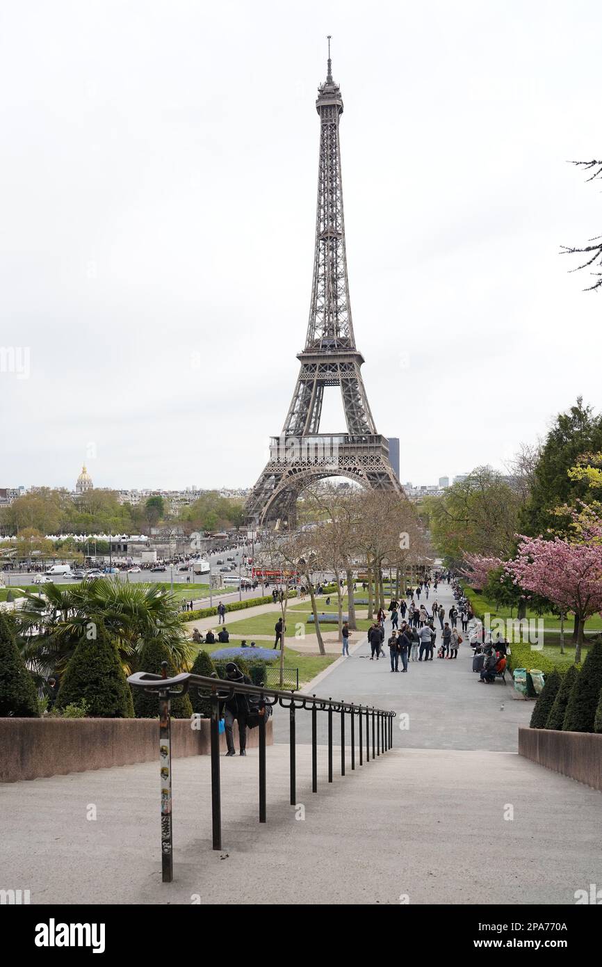 Eiffel Tower seen from Trocadero gardens, Paris, France Stock Photo