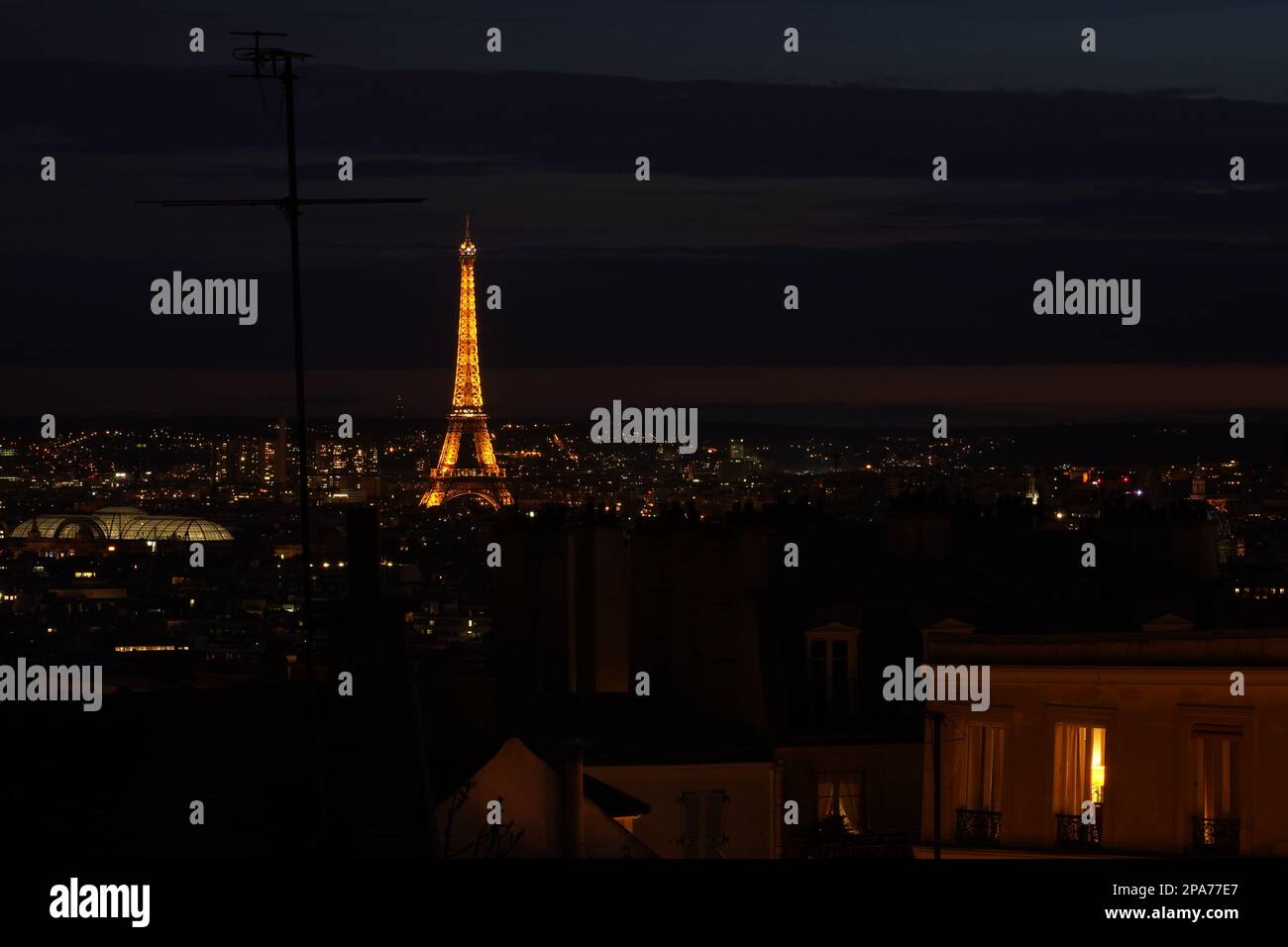 Eiffel Tower seen from Sacré-Cœur, Montmartre, Paris, France Stock Photo