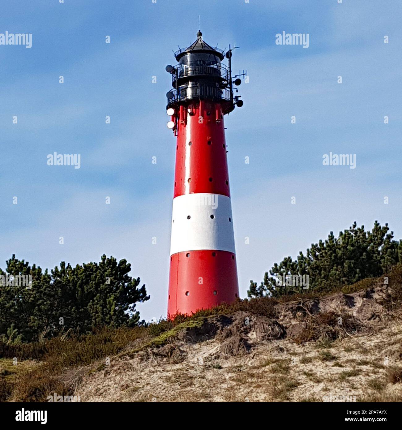 The Hoernum Lighthouse on the North Sea Island of Sylt in Germany in Winter Stock Photo