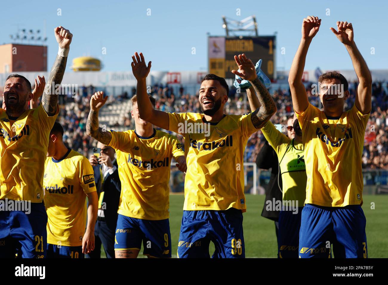 Modena celebrates the victory during the Italian soccer Serie B