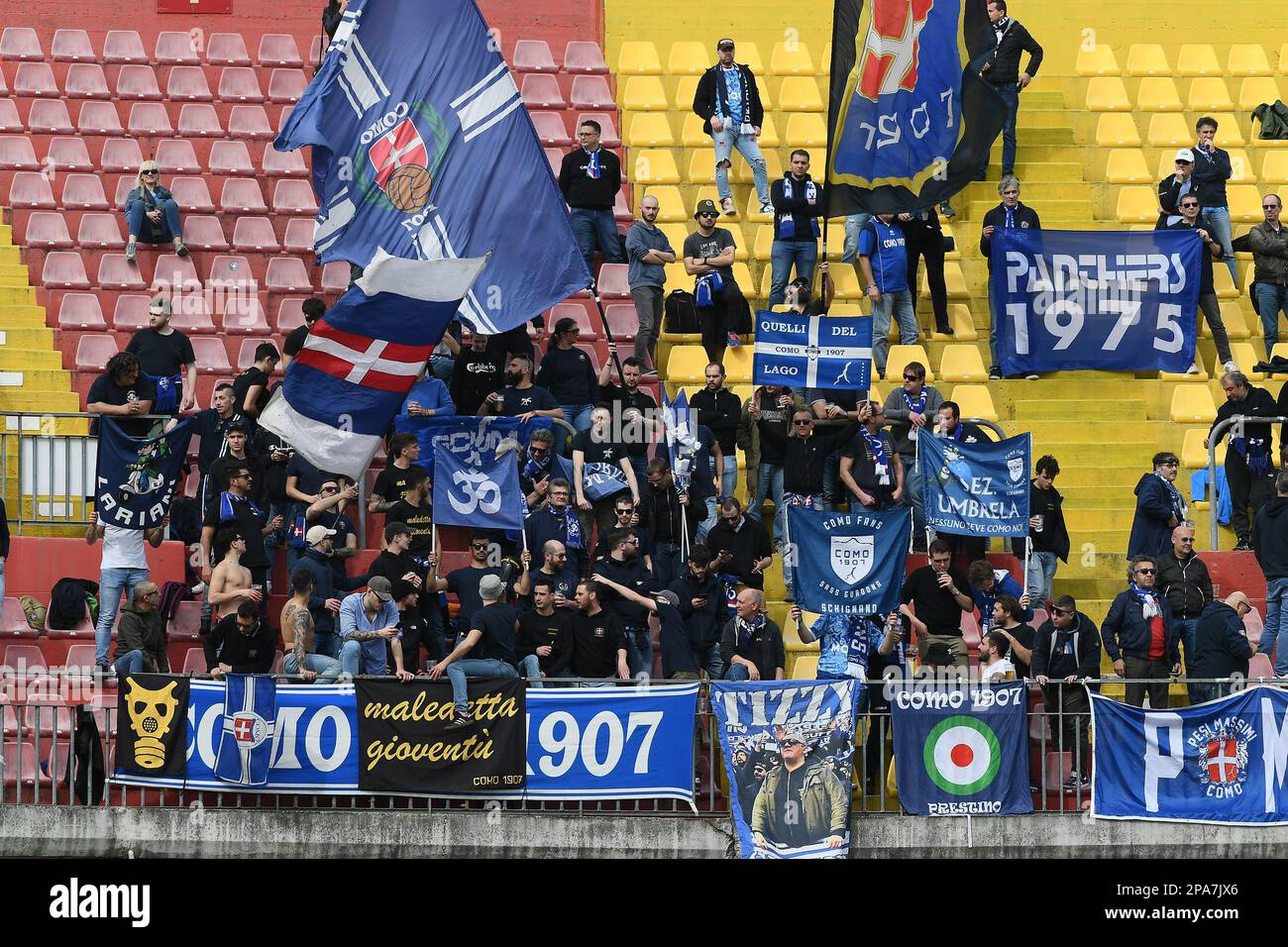 Supporters of Como 1907 during the Serie B match between Benevento Calcio  and Como 1907 at Stadio Vigorito, Benevento, Italy on March 11, 2023. Photo  by Nicola Ianuale Stock Photo - Alamy