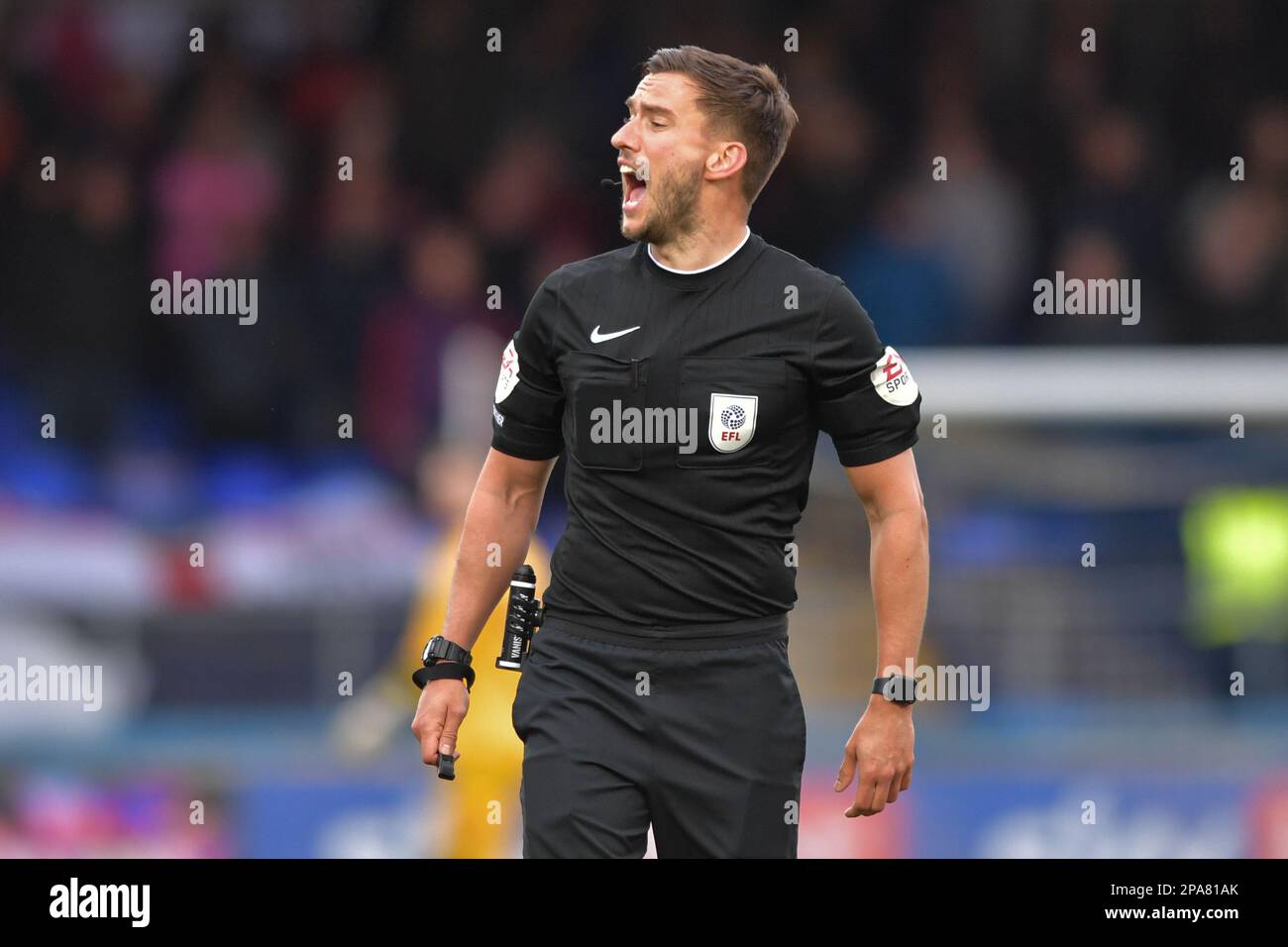Match Referee Thomas Kirk during the Sky Bet League 2 match between Hartlepool United and Northampton Town at Victoria Park, Hartlepool on Saturday 11th March 2023. (Photo: Scott Llewellyn | MI News) Credit: MI News & Sport /Alamy Live News Stock Photo