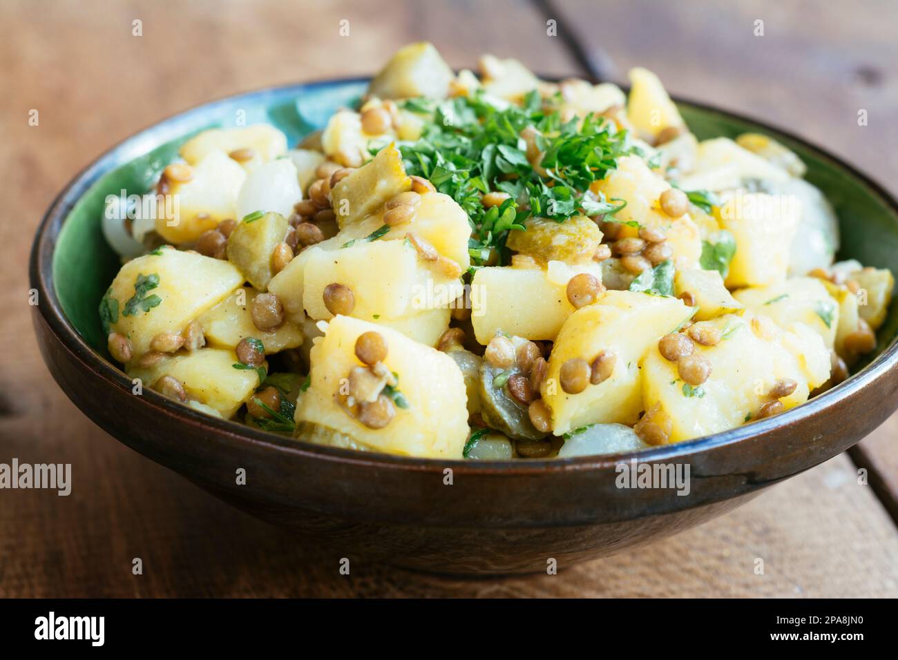 German Lentil Potato Salad Stock Photo