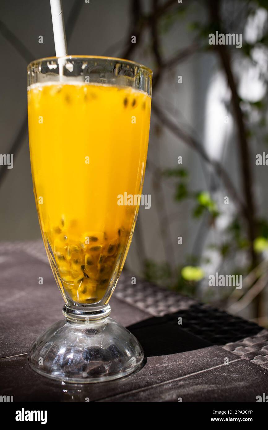 fresh mango juice in glass Stock Photo - Alamy