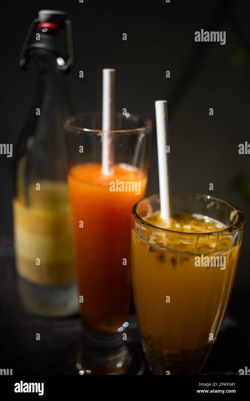 fresh mango juice in glass Stock Photo - Alamy