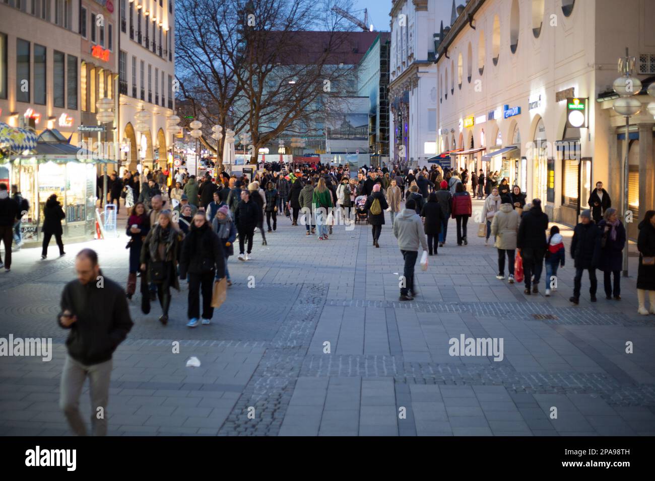 Munich, Germany. 11th Mar, 2023. Though the inflation is still persisting the pedestrian zone in Munich, Germany is crowded with people going shopping on March 11, 2023. (Photo by Alexander Pohl/Sipa USA) Credit: Sipa USA/Alamy Live News Stock Photo