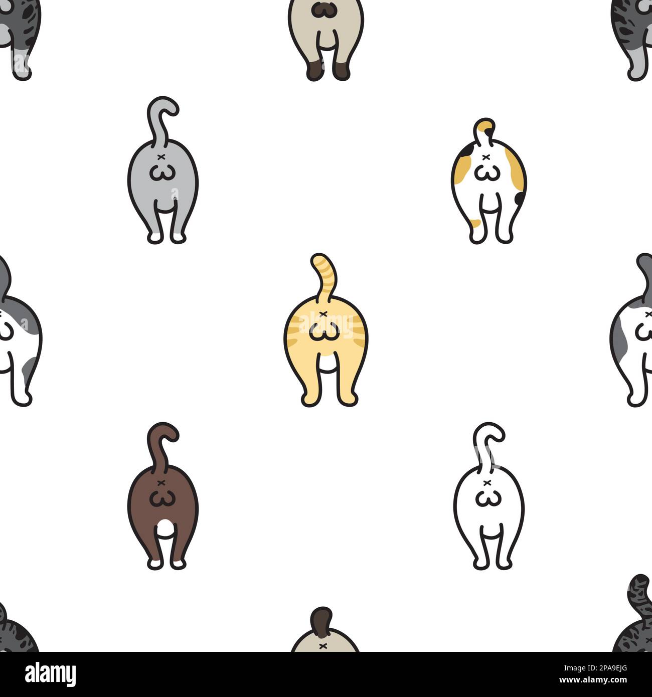 Cat Seamless Pattern vector Breed Ball of cat kitten isolated wallpaper ...