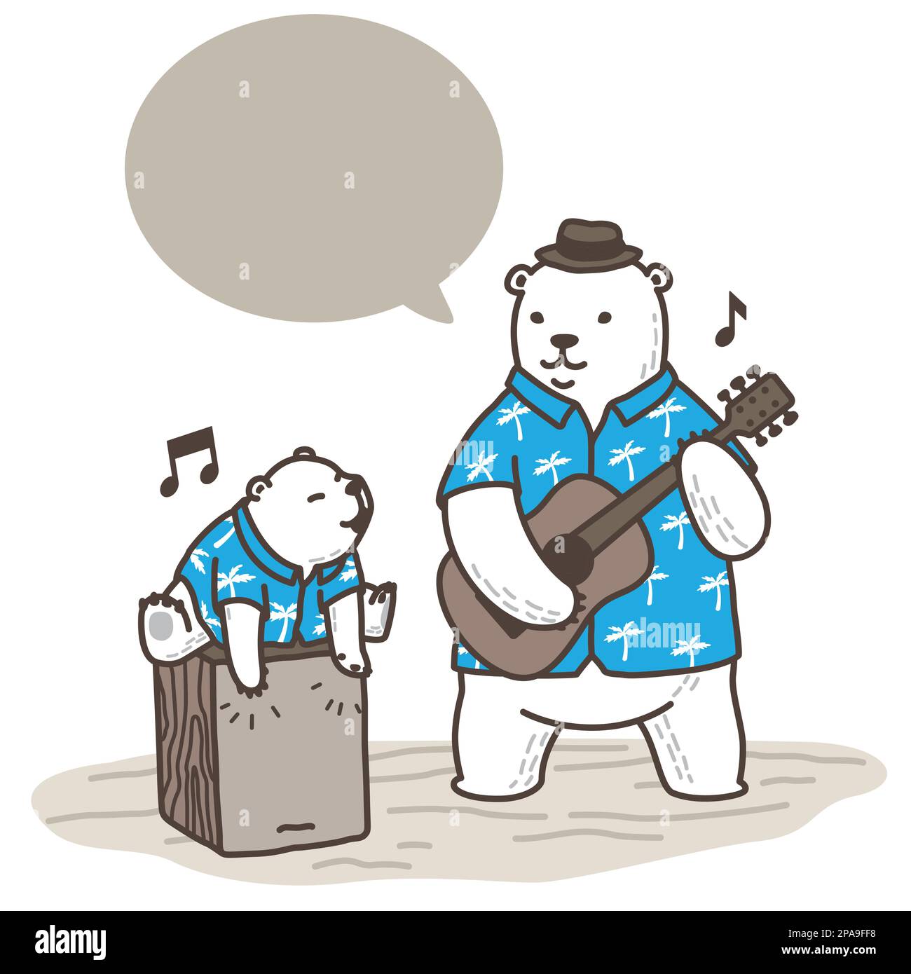 bear vector polar bear icon logo play guitar illustration character cartoon music drum summer Stock Vector