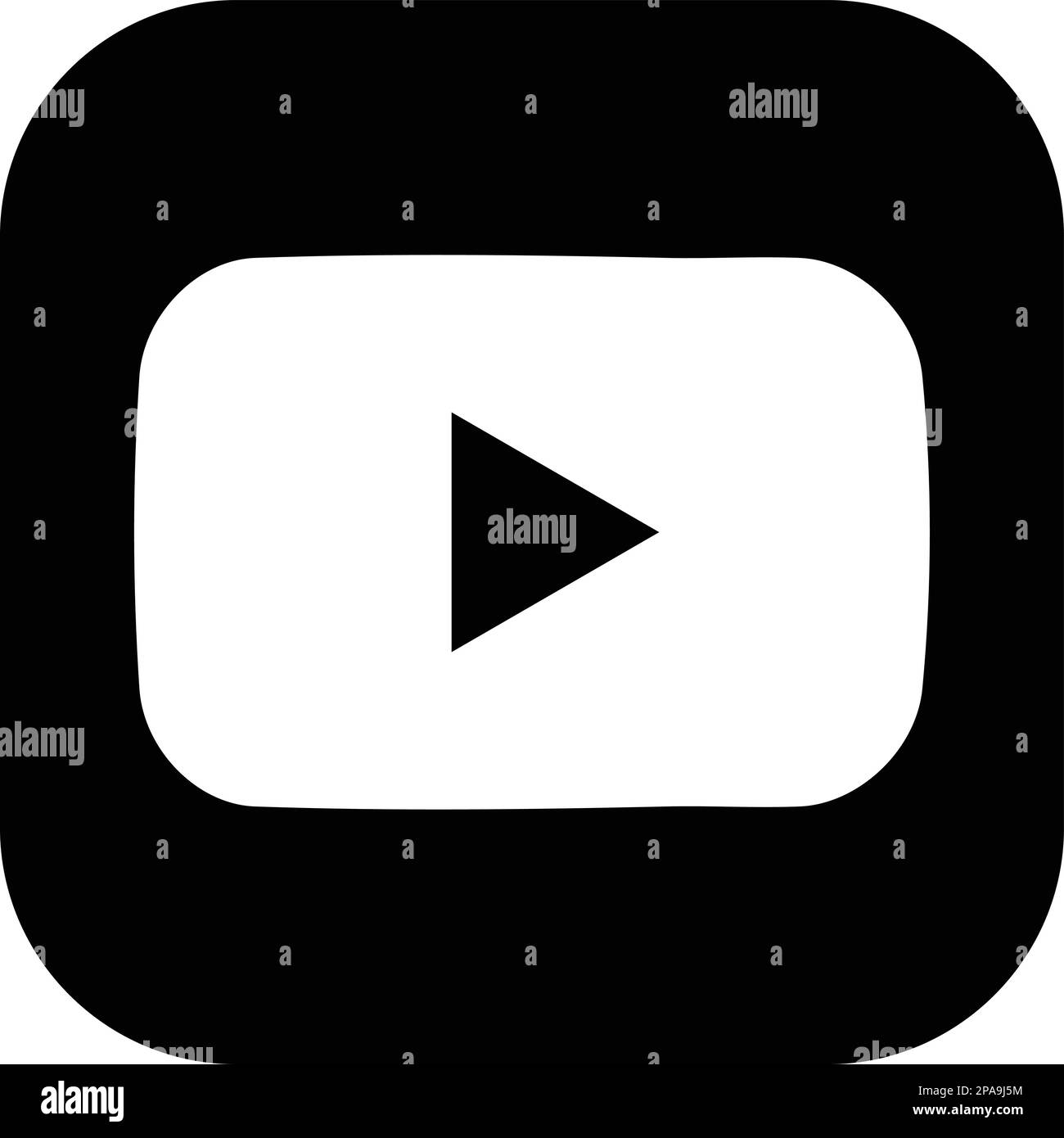 Black YouTube logo on a transparent background. Realistic social media