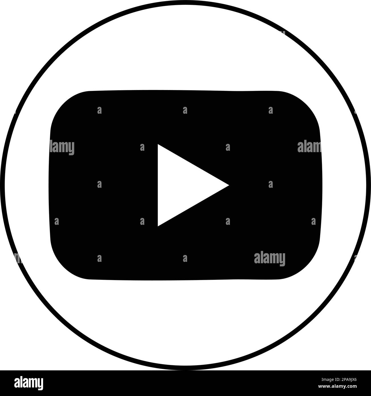 Black YouTube logo on a transparent background. Realistic social media