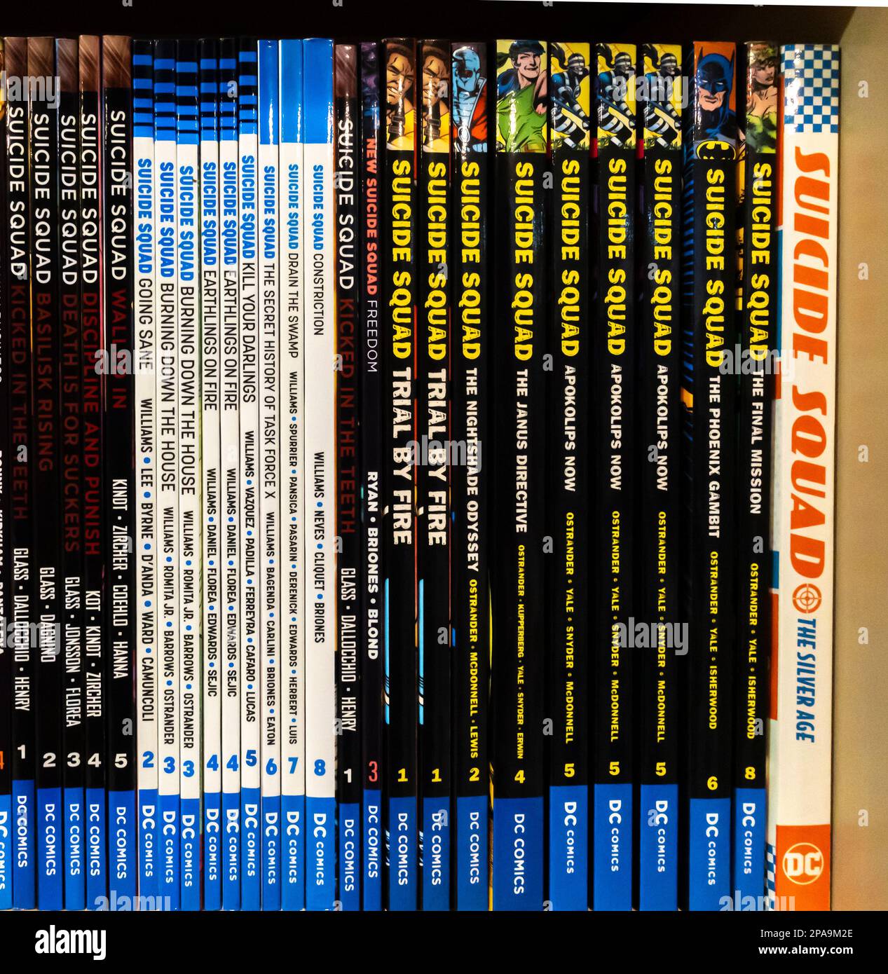 Suicide Squad Comics & Graphic Novels on a shelf Stock Photo