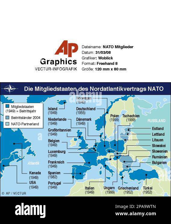 GRA102 GRAFIK NATO MITGLIEDER - Karte mit Einfaerbung der NATO ...