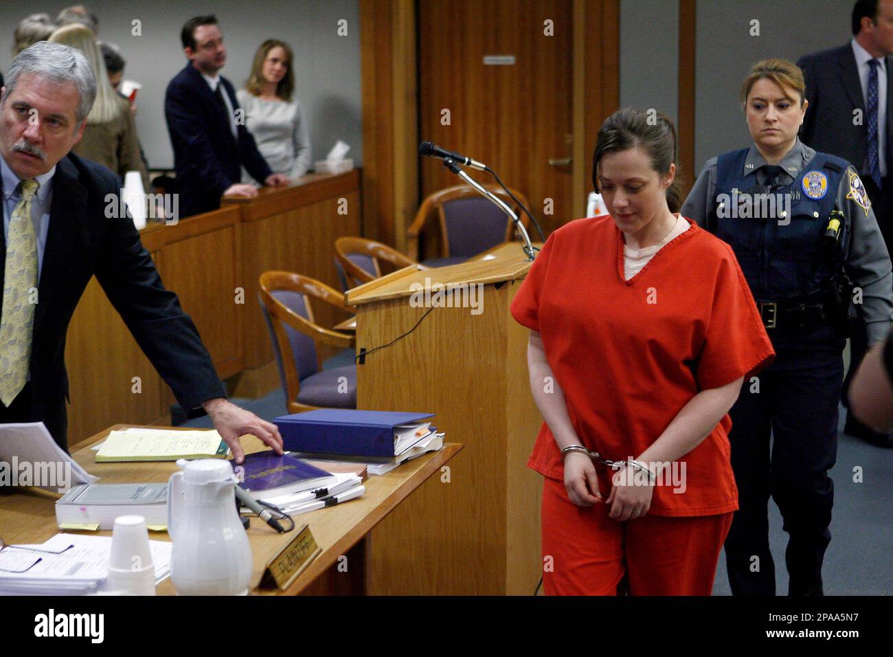 Mechele Linehan leaves the courtroom in Anchorage Alaska Friday