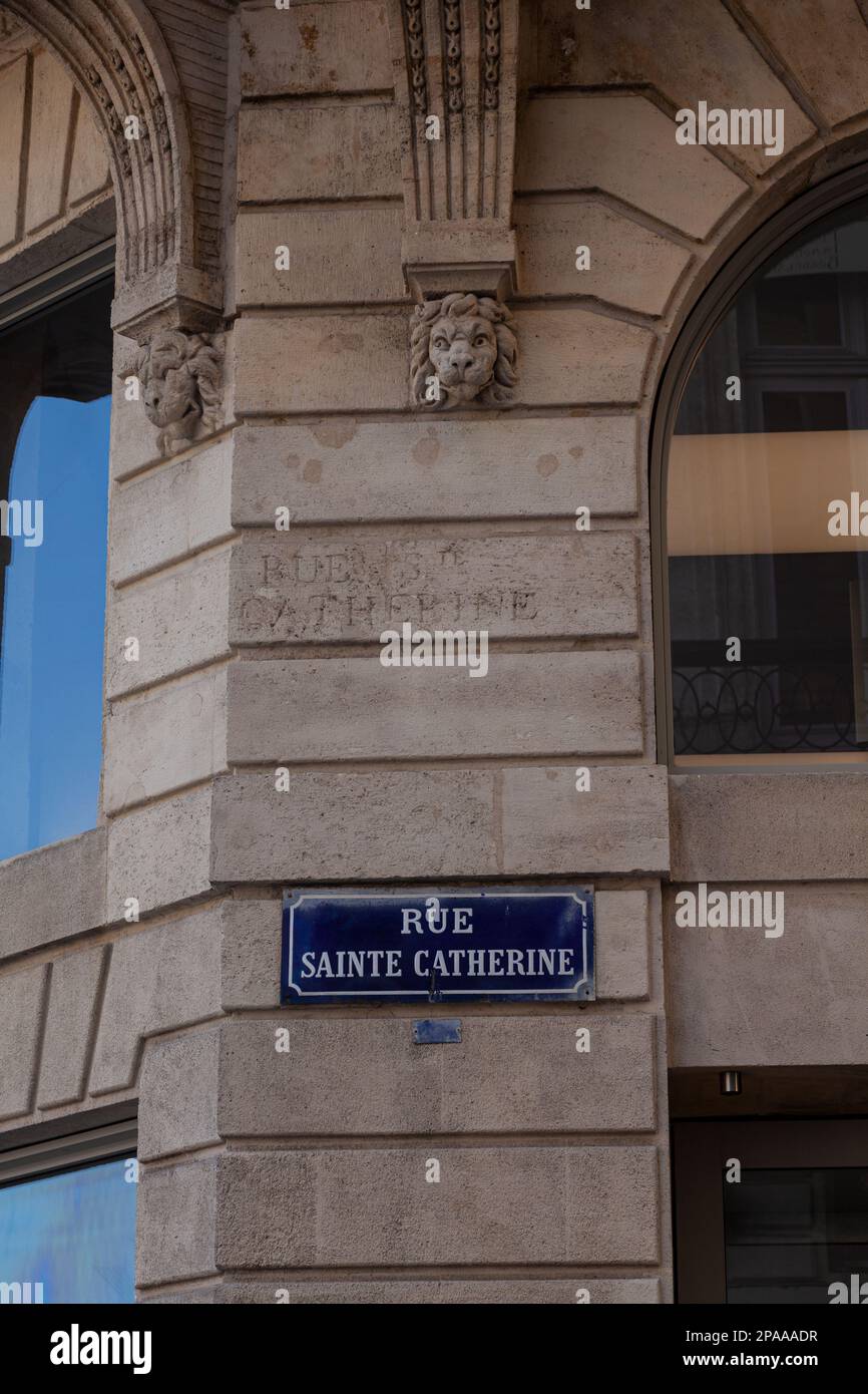 Rue Sainte-Catherine street sign name in Bordeaux, the longest ...