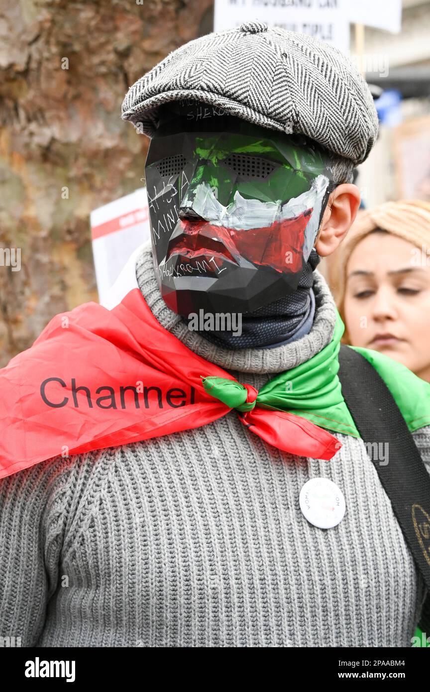 Downing street, London, UK. 11th March 2023. Iranian continues protest against the Mullah. Ukrainian also join to support each other Freedom and Women.Life.Freedom in Iran. Credit: See Li/Picture Capital/Alamy Live News Stock Photo