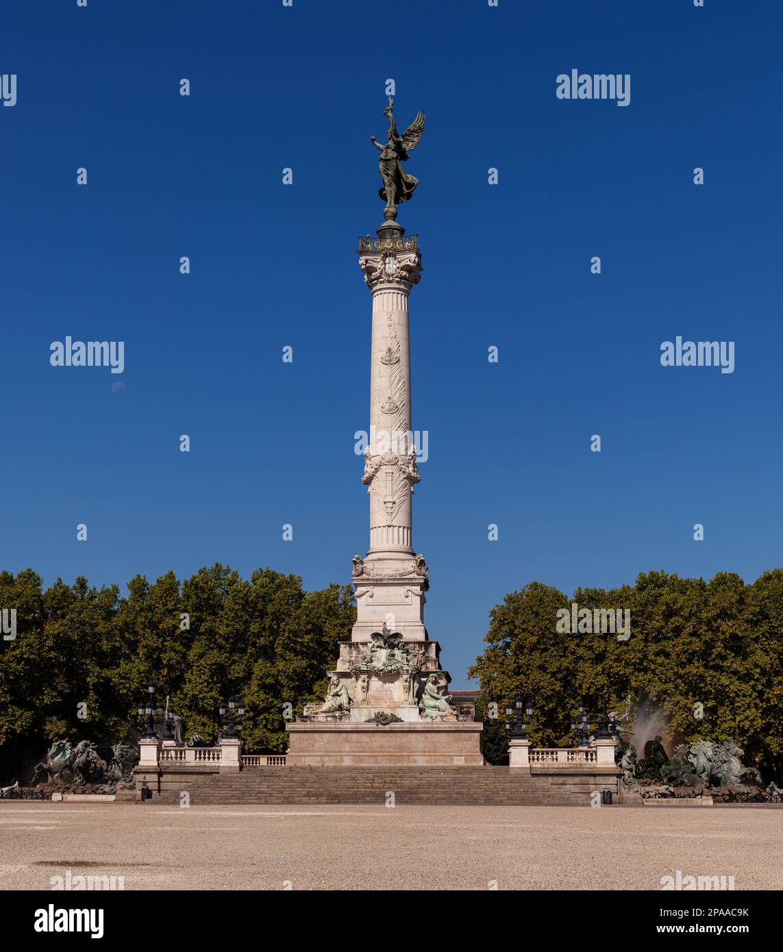 View of the famous Fontaine Des Quinconces, Monument Aux Girondins in