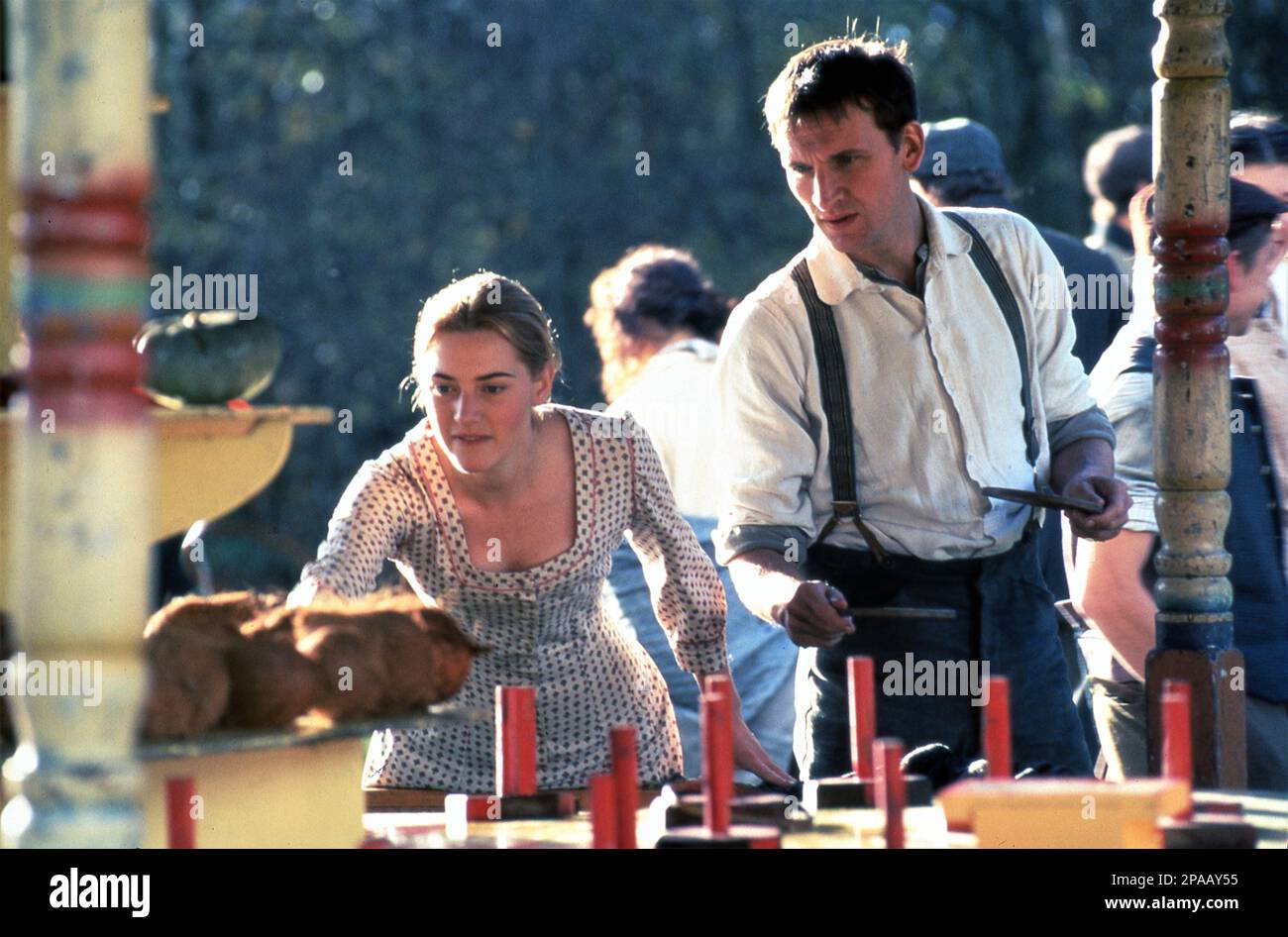 KATE WINSLET and CHRISTOPHER ECCLESTON in JUDE 1996 director MICHAEL WINTERBOTTOM novel Jude the Obscure by Thomas Hardy screenplay Hossein Amini costume design Janty Yates BBC Films / British Broadcasting Corporation / PolyGram Filmed Entertainment / Revolution Films Stock Photo
