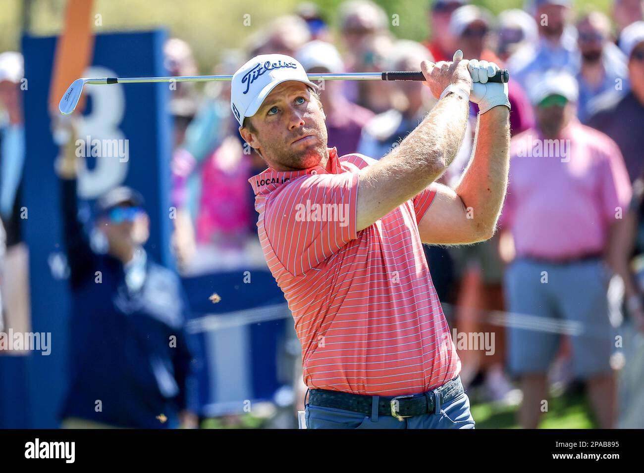 Ponte Vedra, FL, USA. 11th Mar, 2023. Tyler Duncan hits his tee shot on the 3rd hole during the third round of THE PLAYERS Championship at TPC Sawgrass in Ponte Vedra, FL. Gray Siegel/CSM/Alamy Live News Stock Photo