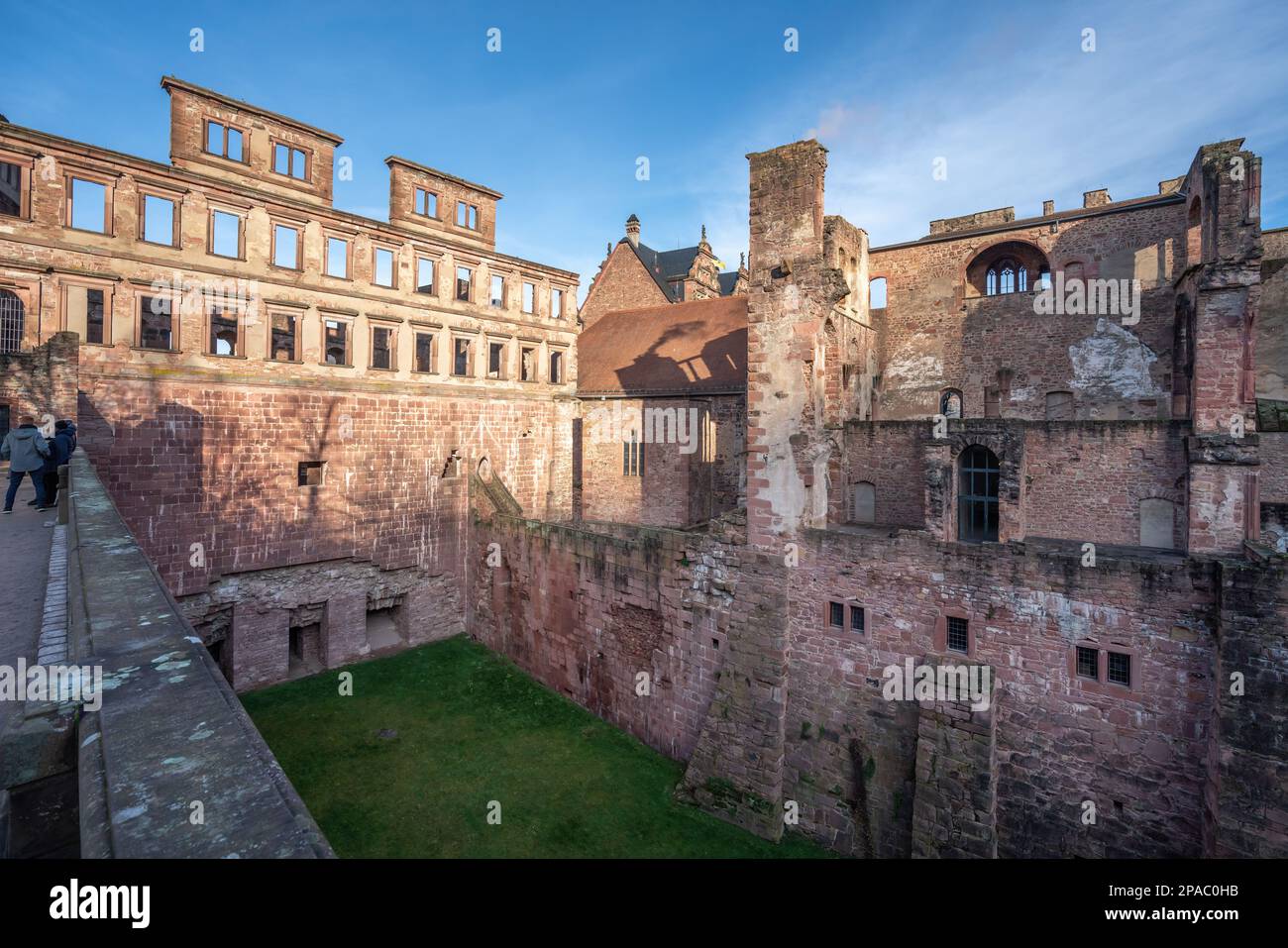 English Wing (Englischer Bau) and Library Building (Bibliotheksbaus) at Heidelberg Castle - Heidelberg, Germany Stock Photo