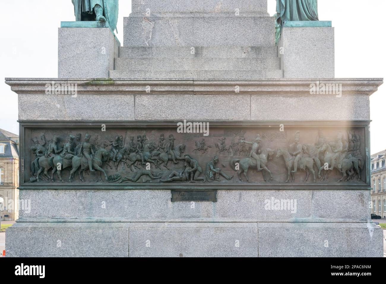 Battle of Fere-Champenoise Relief detail of Jubilee Column (Jubilaumssaule) at Schlossplatz Square - Stuttgart, Germany Stock Photo