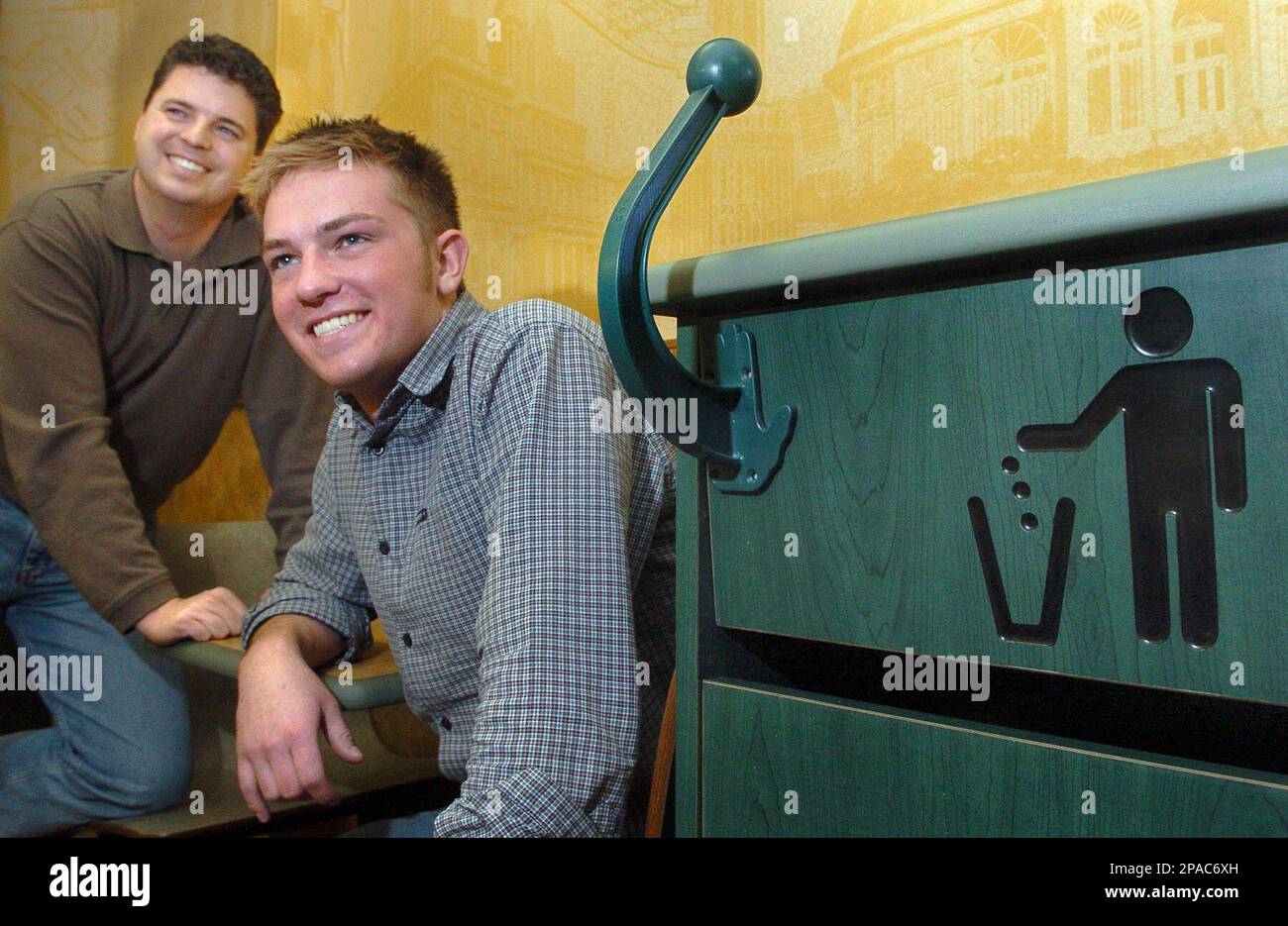 John Brown, left, and Nate Zich have invented a plastic handle that
