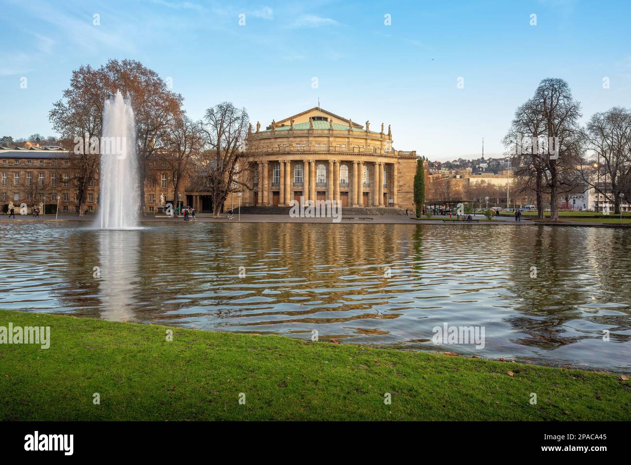 Stuttgart Opera House (Staatstheater) and Eckensee lake - Stuttgart, Germany Stock Photo