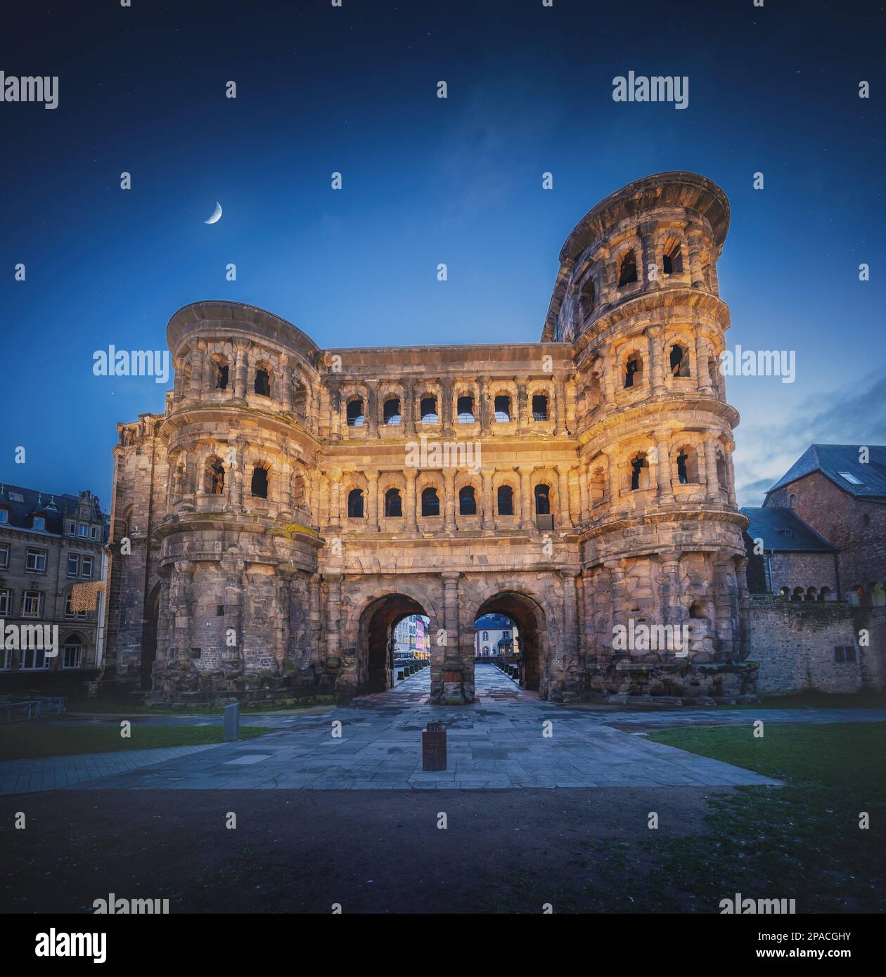 Porta Nigra at night Trier, Germany Stock Photo Alamy