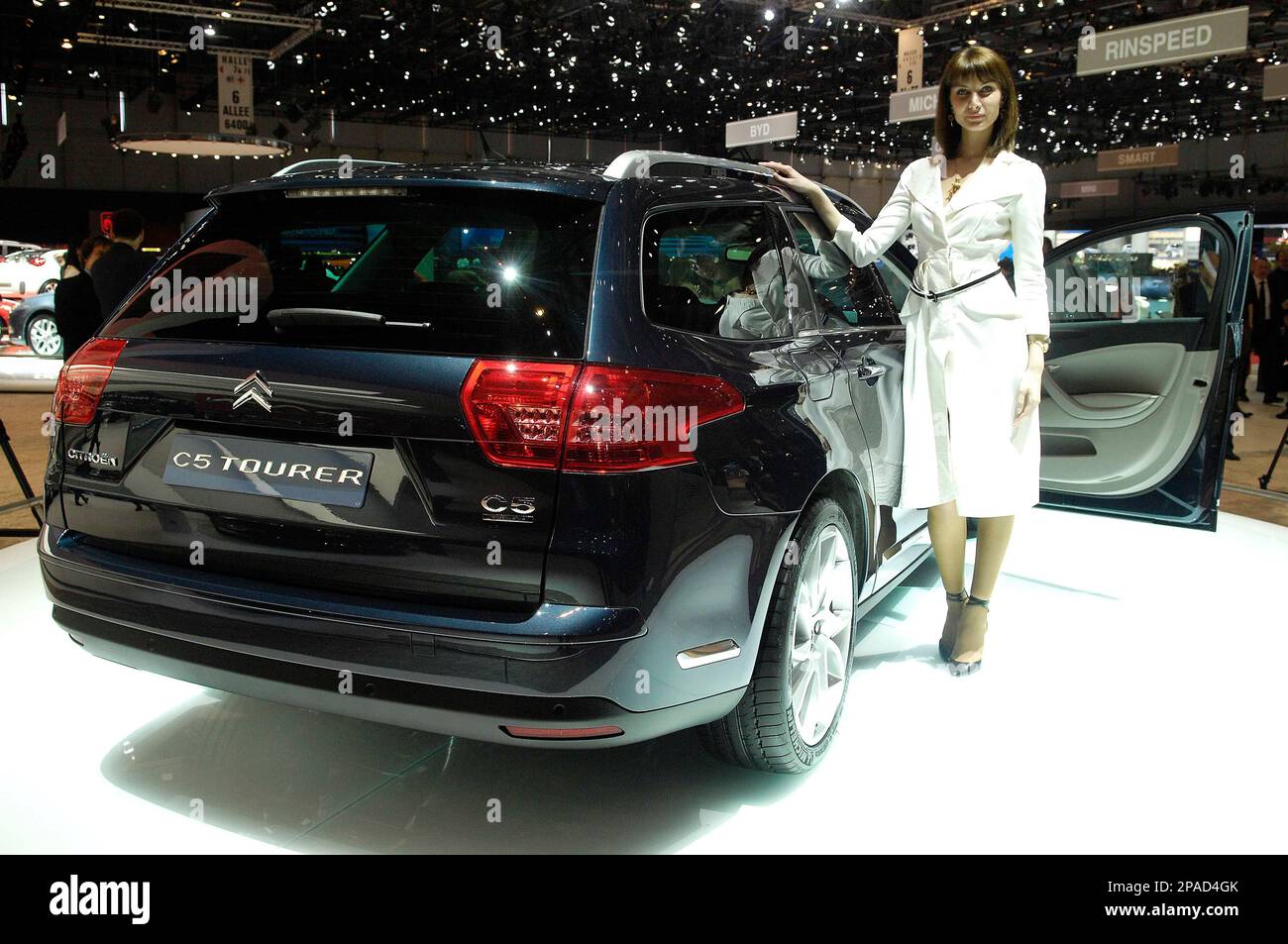 The new Citroen C5 Break Tourer is shown during the press day at the 78th  Geneva International Motor Show, Tuesday, March 4, 2008, in Geneva,  Switzerland. The Motor Show will open its