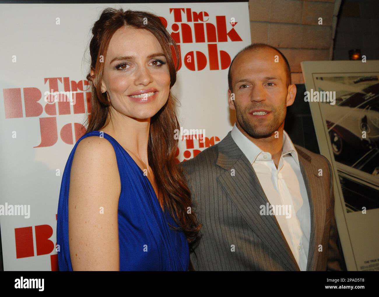 Actors Saffron Burrows and Jason Statham attend a Cinema Society screening of "The Bank Job" at