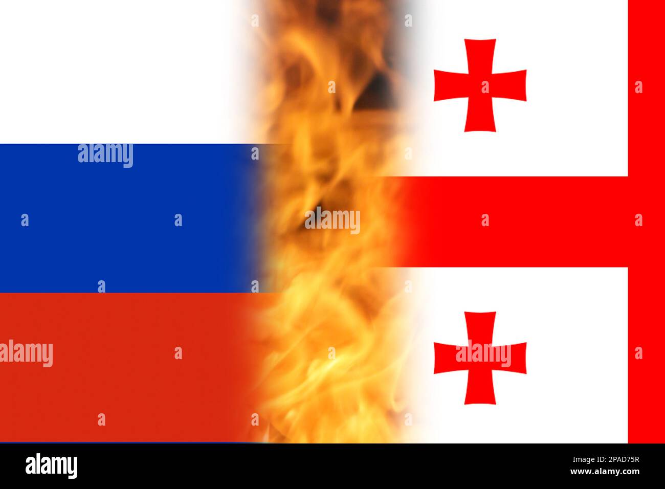 Russia and Russia vs flags on. Relation. Russia