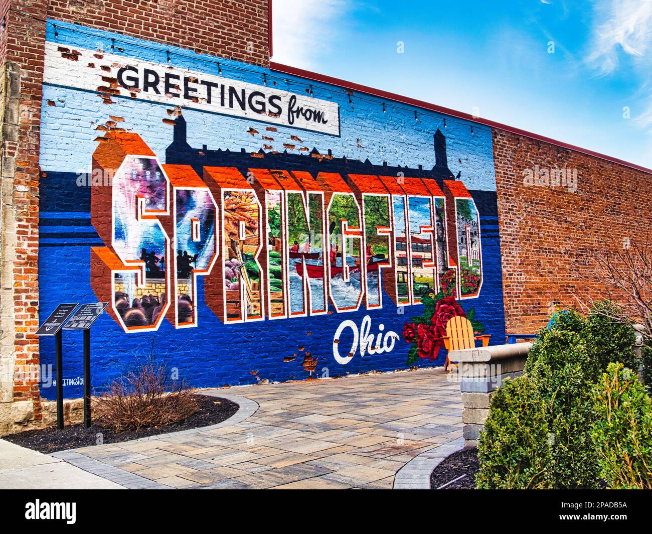 Greetings from Springfield Oh postcard style mural 2023 Stock Photo