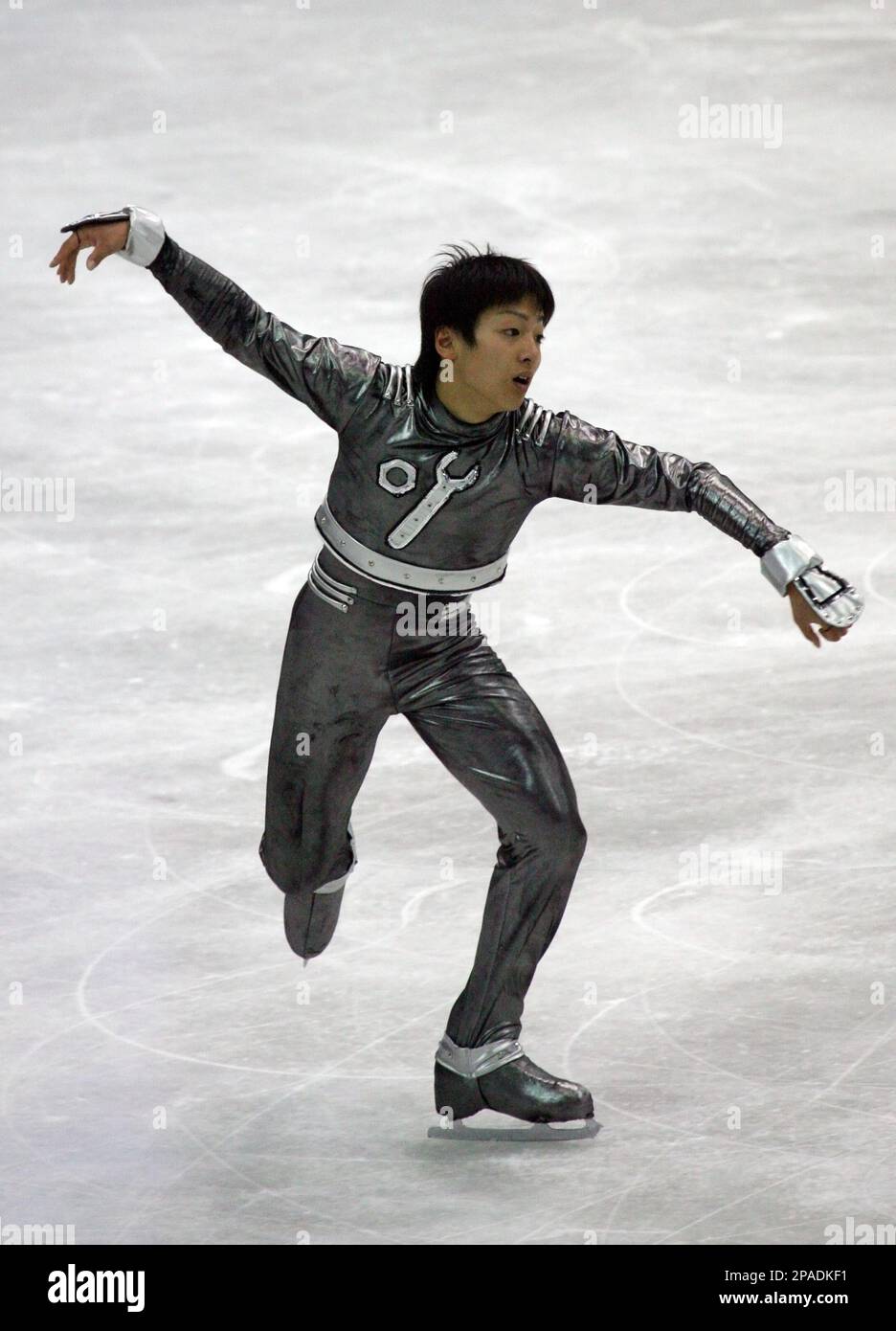 Akio Sasaki of Japan performs on the ice during a Junior Men