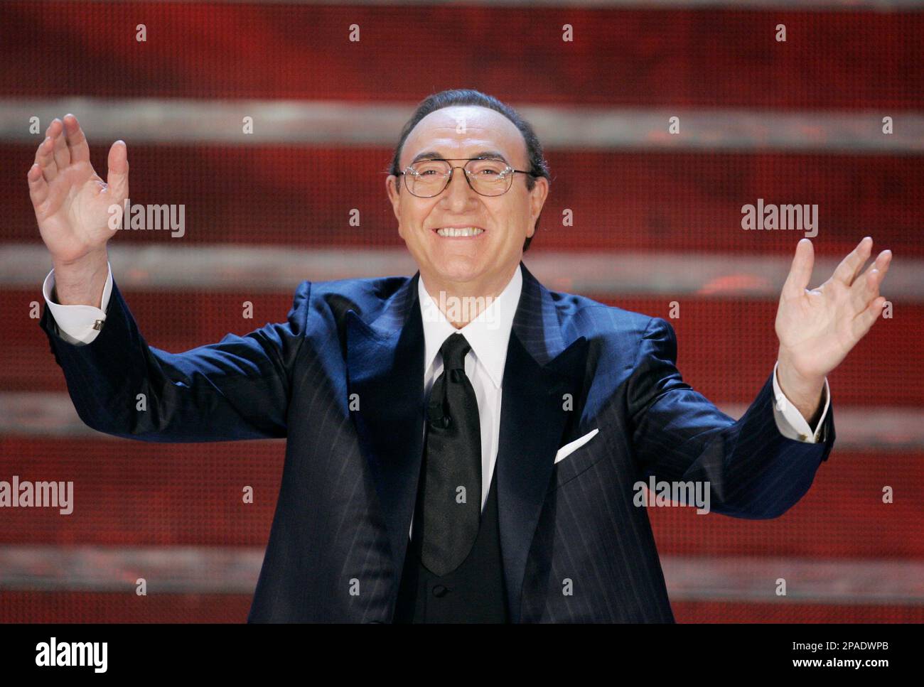 Italian TV celebrity Pippo Baudo during the "Festival di Sanremo