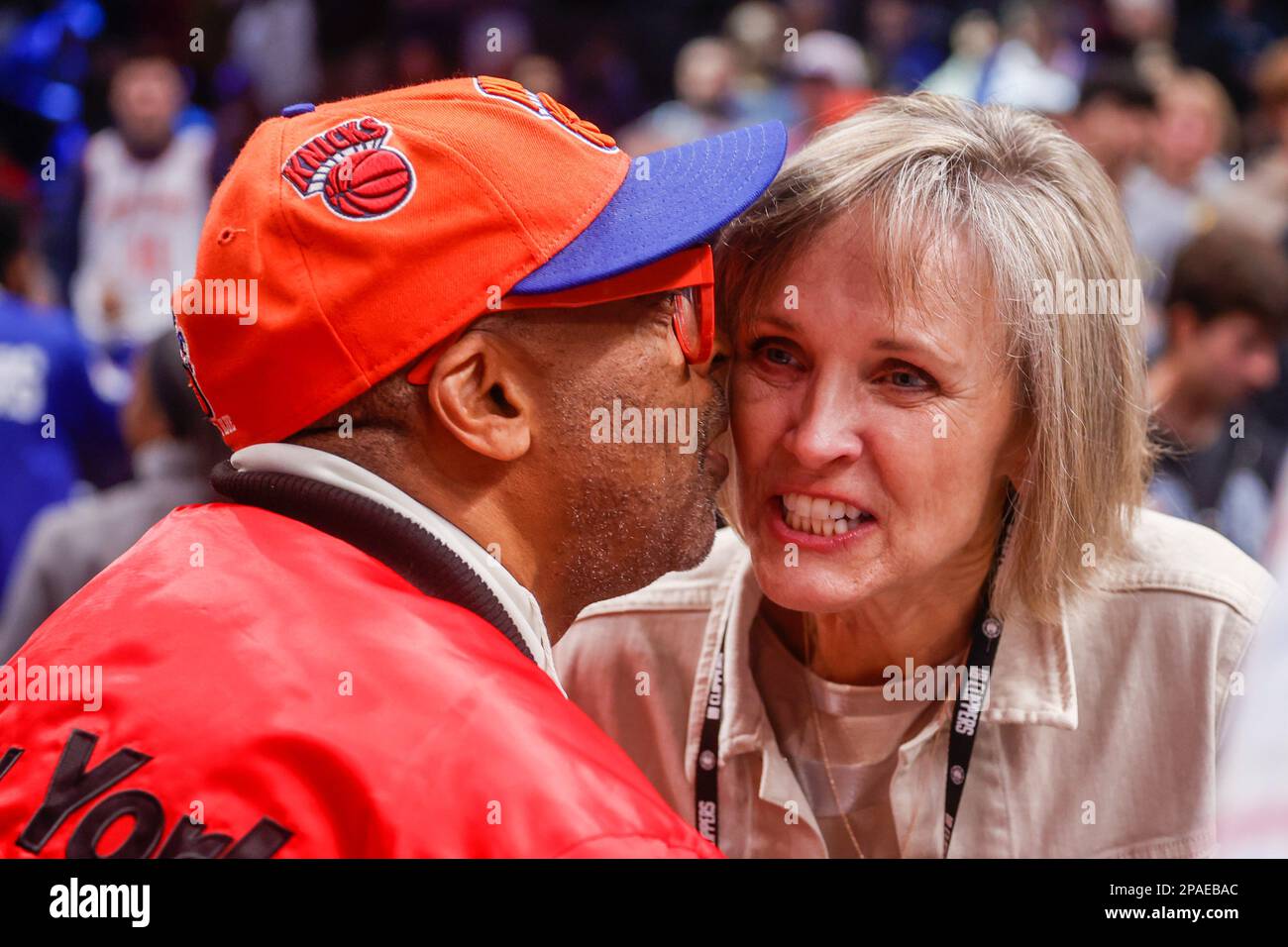 Spike Lee and Connie Snyder attend in an NBA basketball game between