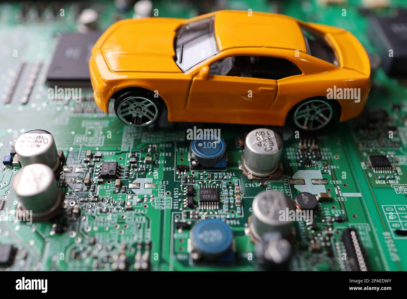 An image photo of the semiconductor shortage and the car industry Stock