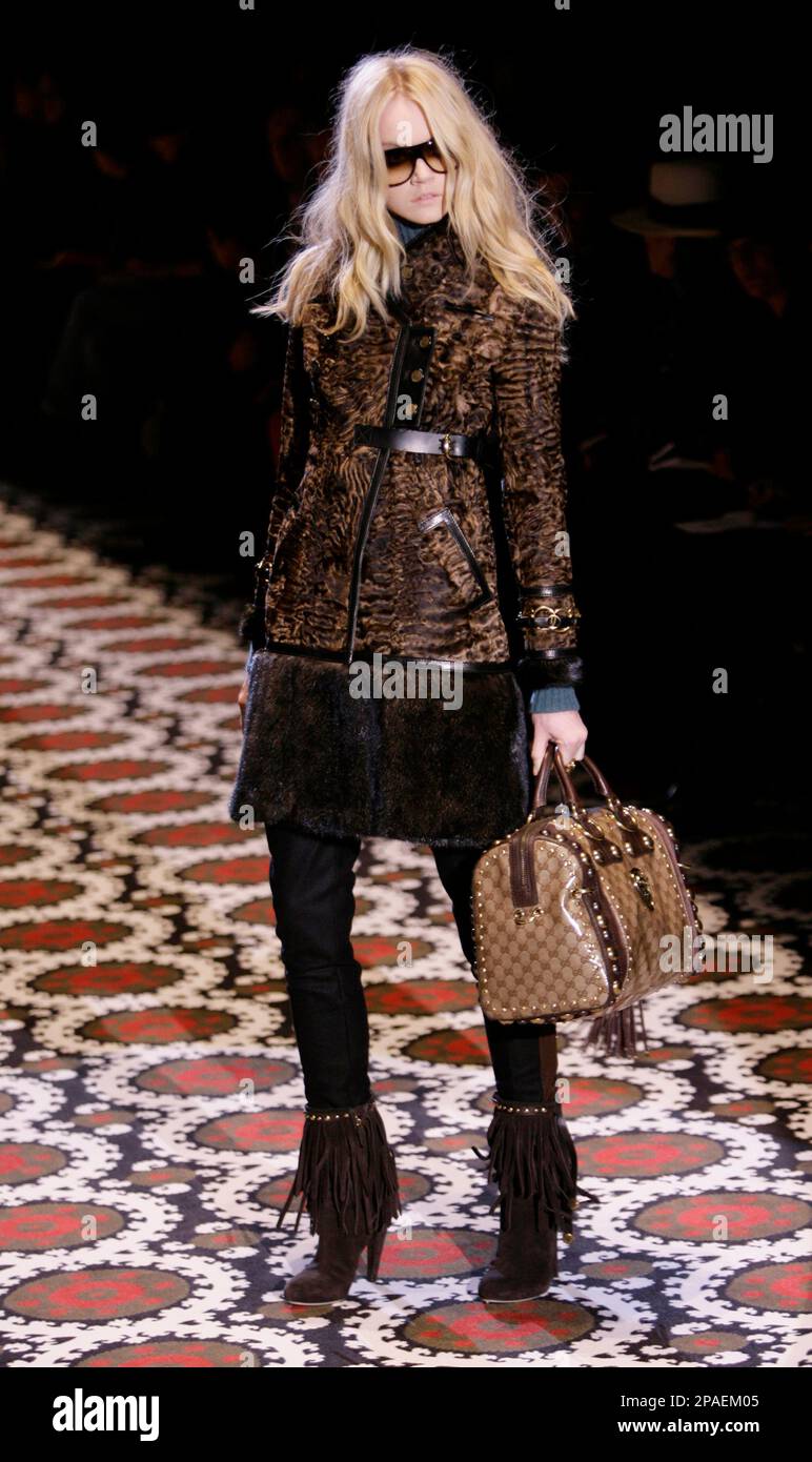 A model wears a creation part of the Gucci Fall/Winter 2008