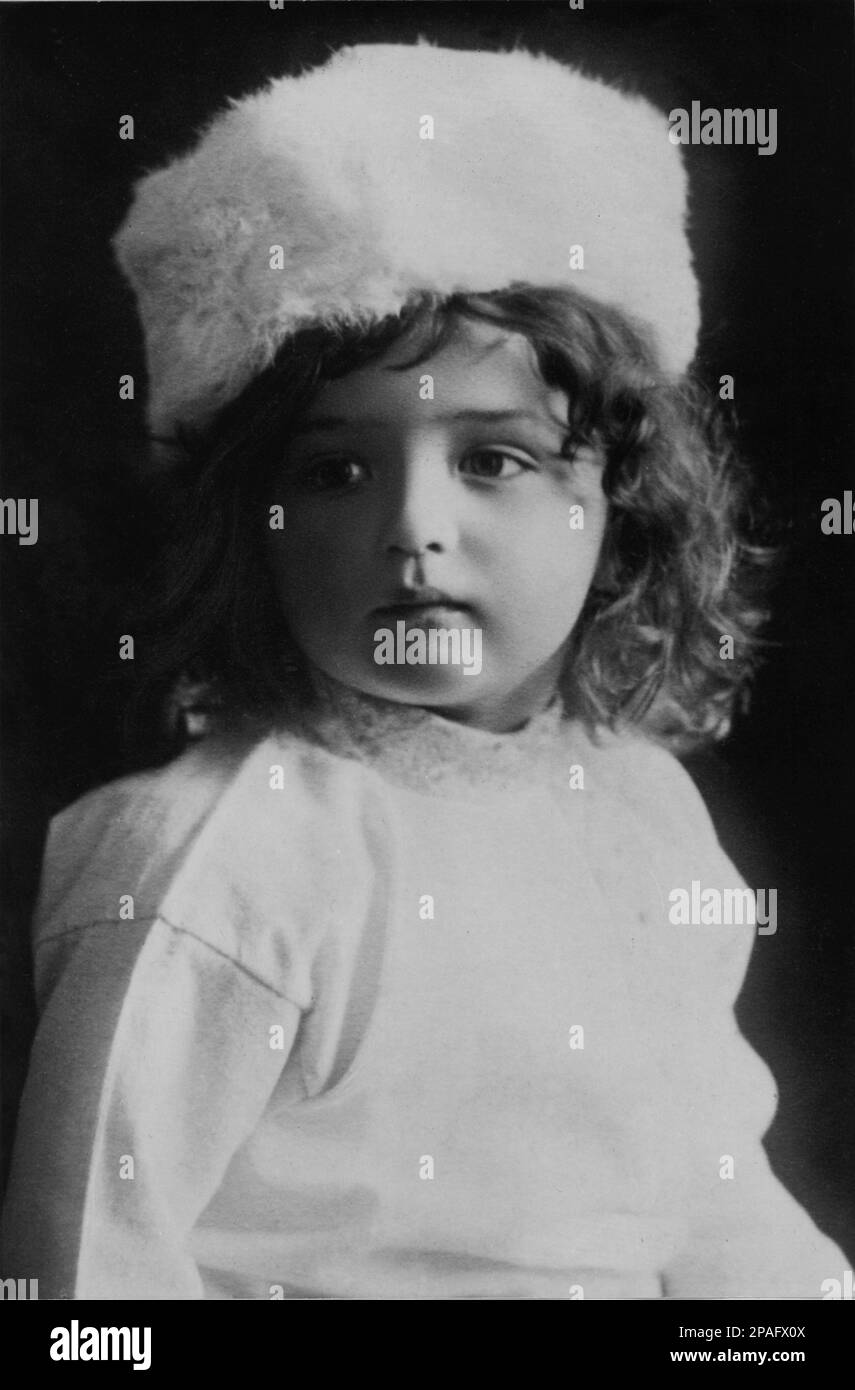 The russian crownprince Grand Duke Tsarevich ALEXEI Nikolaevich ROMANOV (1904 - 1918 ). The the youngest child and the only son of Tsar Nicholas II of Russia and Alexandra Fyodorovna .  His mother's reliance on the starets Grigori Rasputin to treat Alexei's haemophilia helped bring about the end of Imperial Russia. His murder following the Russian Revolution of 1917 resulted in his canonization as a passion bearer of the Russian Orthodox Church. He was two weeks shy of his fourteenth birthday when he was murdered on July 17, 1918 in the cellar room of the Ipatiev House in Yekaterinburg. The as Stock Photo