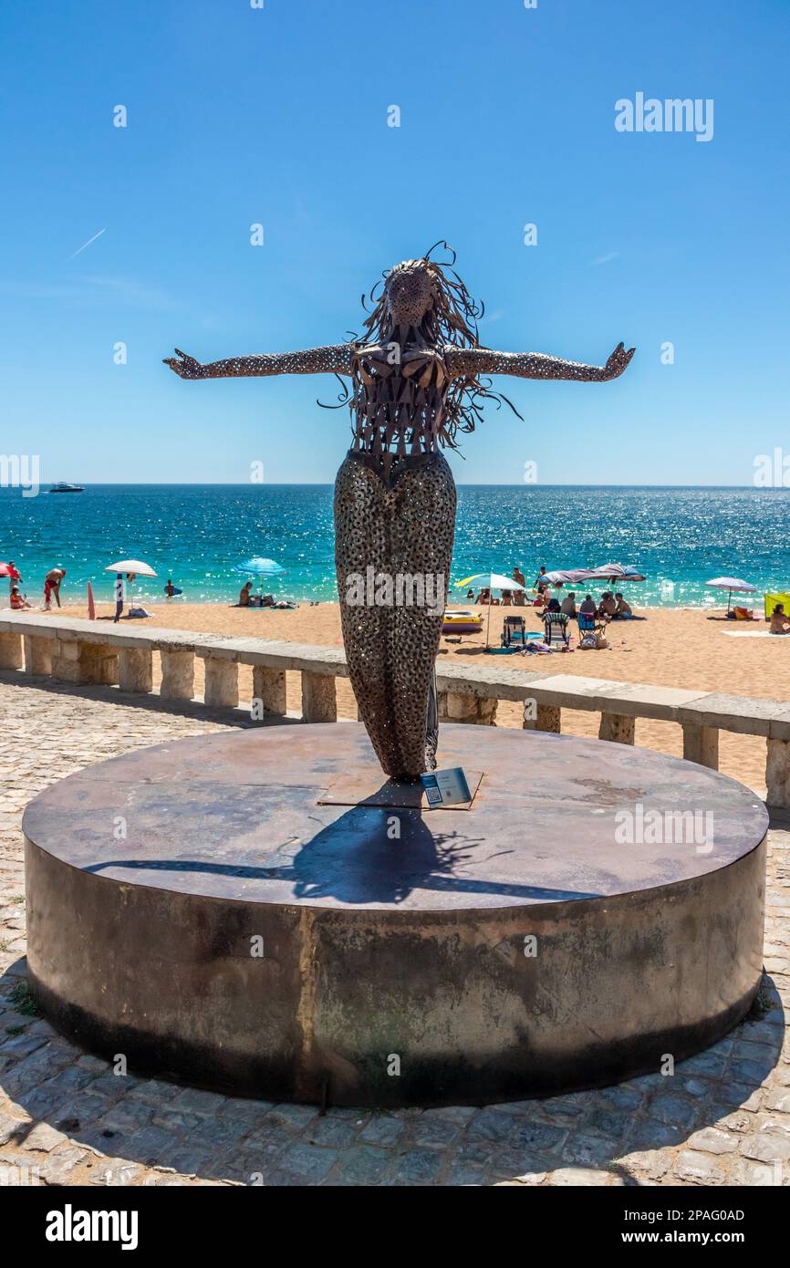Mermaid statue, Albufeira, Algarve, Portugal Stock Photo