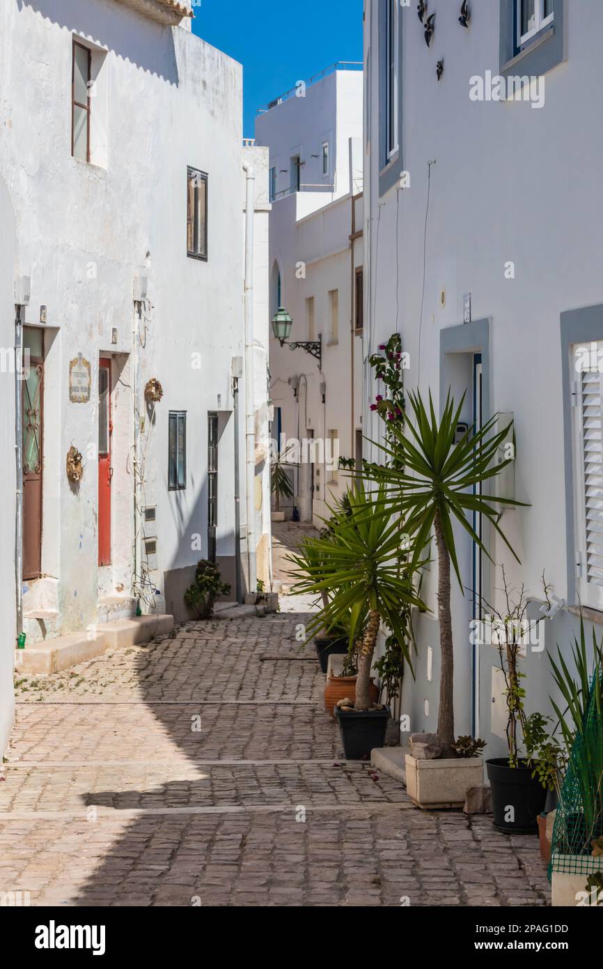 Old Street, Albufeira, Algarve, Protugal Stock Photo