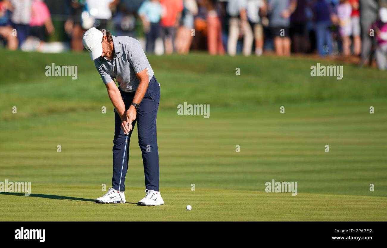 Ponte Vedra Beach, Florida, USA. 11th Mar, 2023. Tommy Fleetwood putts the 18th green during the third round of the PLAYERS Championship 2023 at TPC Sawgrass. (Credit Image: © Debby Wong/ZUMA Press Wire) EDITORIAL USAGE ONLY! Not for Commercial USAGE! Stock Photo
