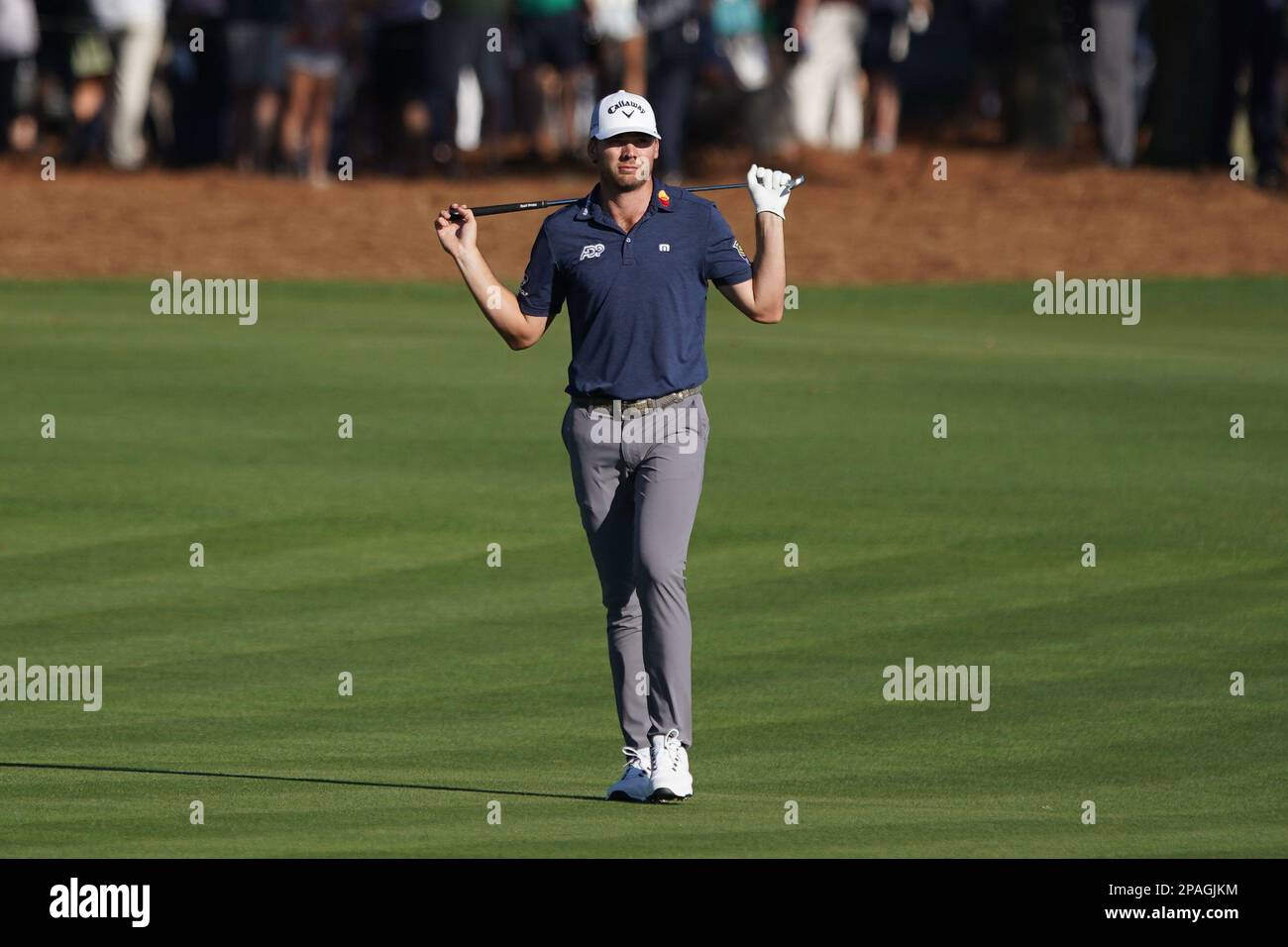 Ponte Vedra Beach, Florida, USA. 11th Mar, 2023. Sam Burns approaches the 18th green during the third round of the PLAYERS Championship 2023 at TPC Sawgrass. (Credit Image: © Debby Wong/ZUMA Press Wire) EDITORIAL USAGE ONLY! Not for Commercial USAGE! Stock Photo