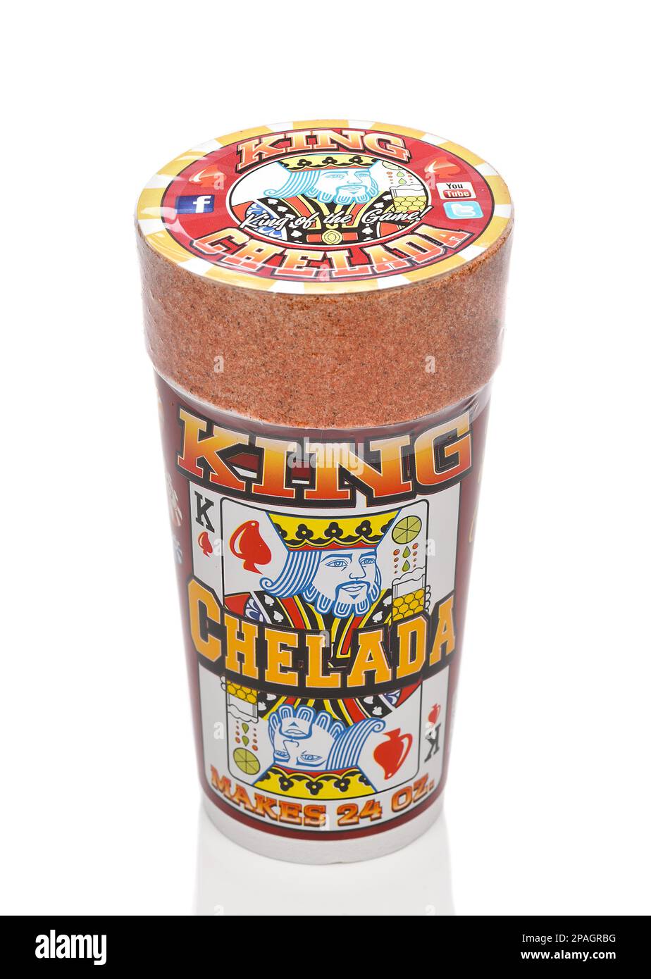 IRVINE, CALIFORNIA - 11 MAR 2023: King Chelada contains michelada spices for use in the preparation of beer-based beverages. Stock Photo