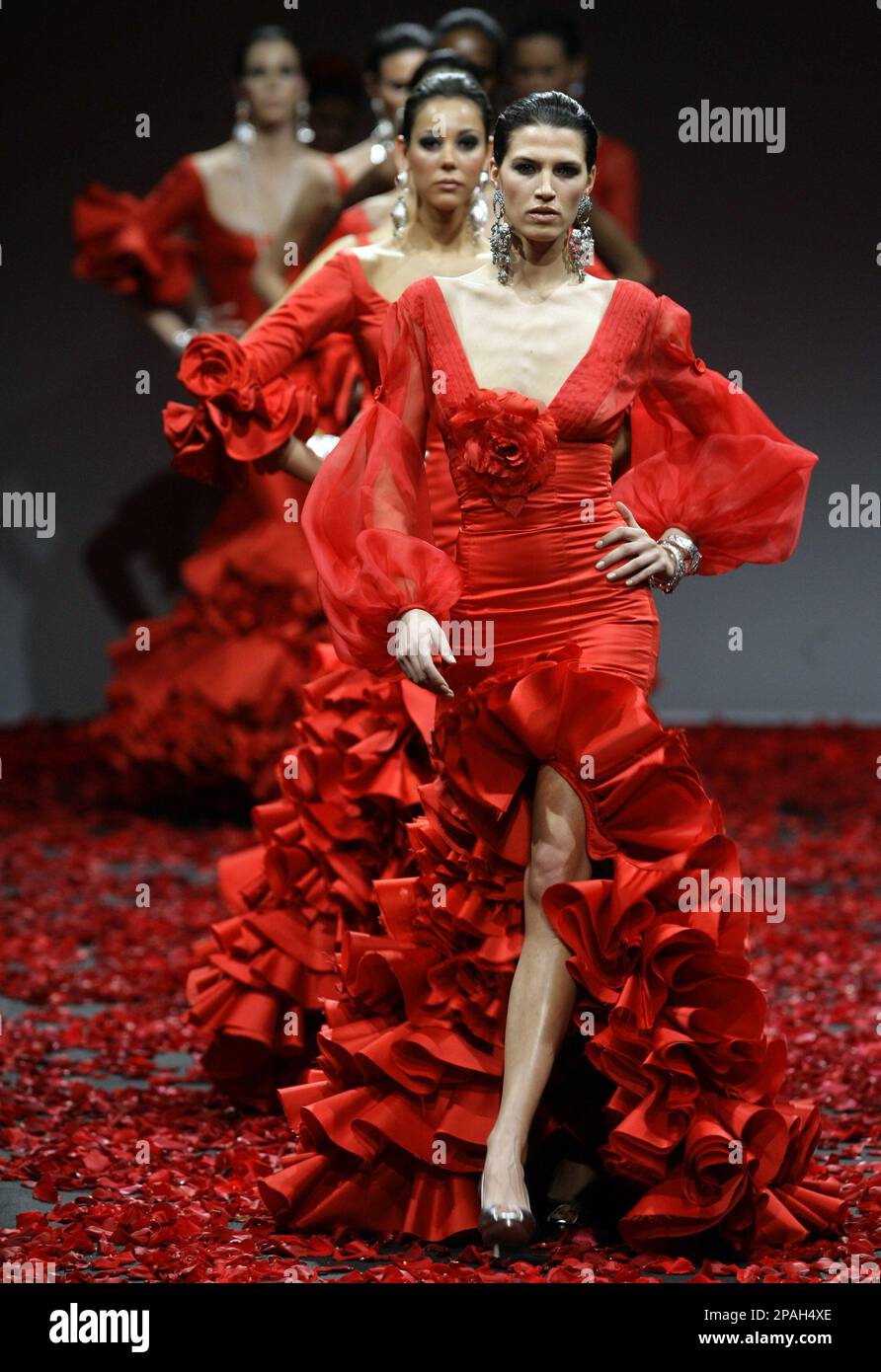 A model wears a creation by designer Vicky Martin Berrocal during the International Flamenco Fashion Show in Seville Spain on Thursday Jan. 31 2008. AP Photo Miguel Angel Morenatti Stock Photo Alamy