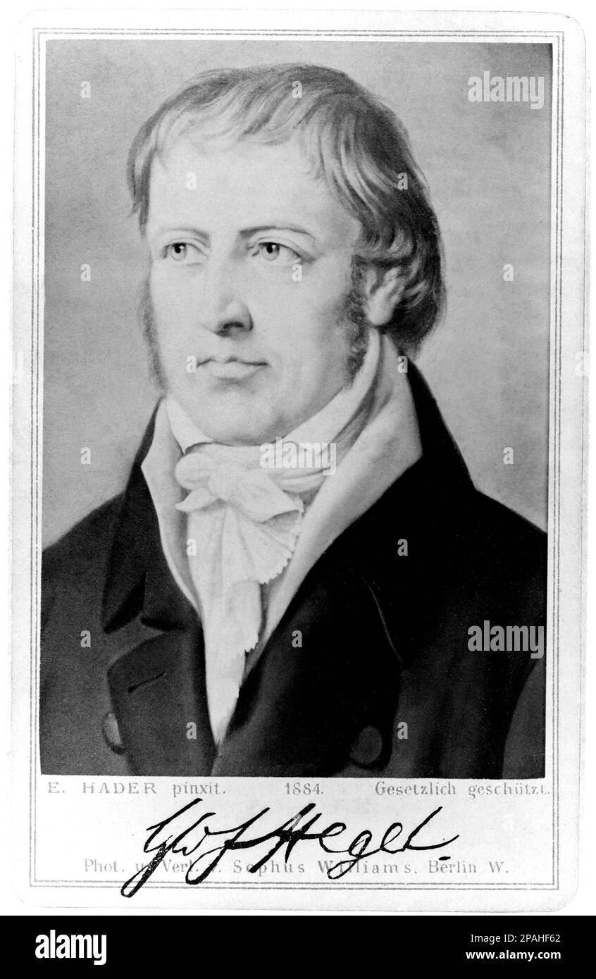 Georg Wilhelm Friedrich HEGEL ( 1770 – 1831 ) was a German philosopher, and with Johann Gottlieb Fichte and Friedrich Wilhelm Joseph Schelling, one of the creators of German idealism - IDEALISMO - SCRITTORE - LETTERATO - WRITER - LETTERATURA - LITERATURE - PENSATORE - THINKER - FILOSOFO - PHILOSOPHER - PHILOSOPHY - FILOSOFIA - ritratto - collar - colletto - autografo - autograph - signature - firma ---- Archivio GBB Stock Photo