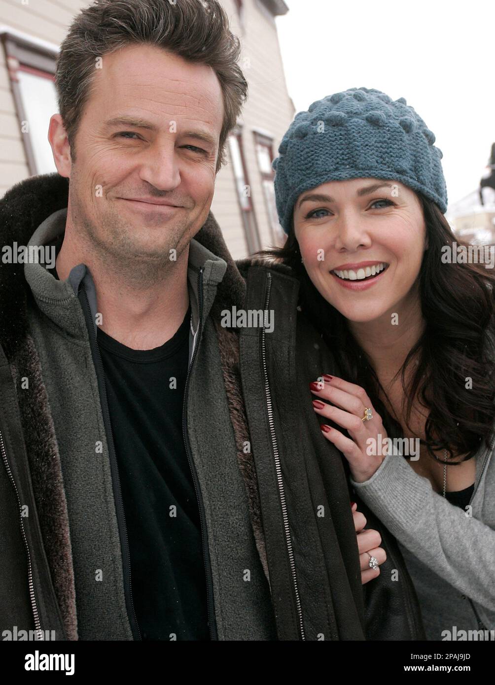 Actors Matthew Perry, left, and Lauren Graham, right, pose for a portrait during the Sundance