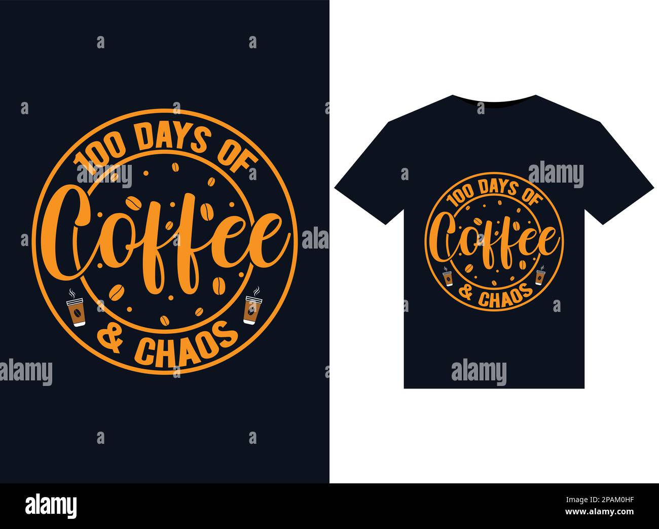 100 Days Of Coffee Chaos illustrations for print-ready T-Shirts design