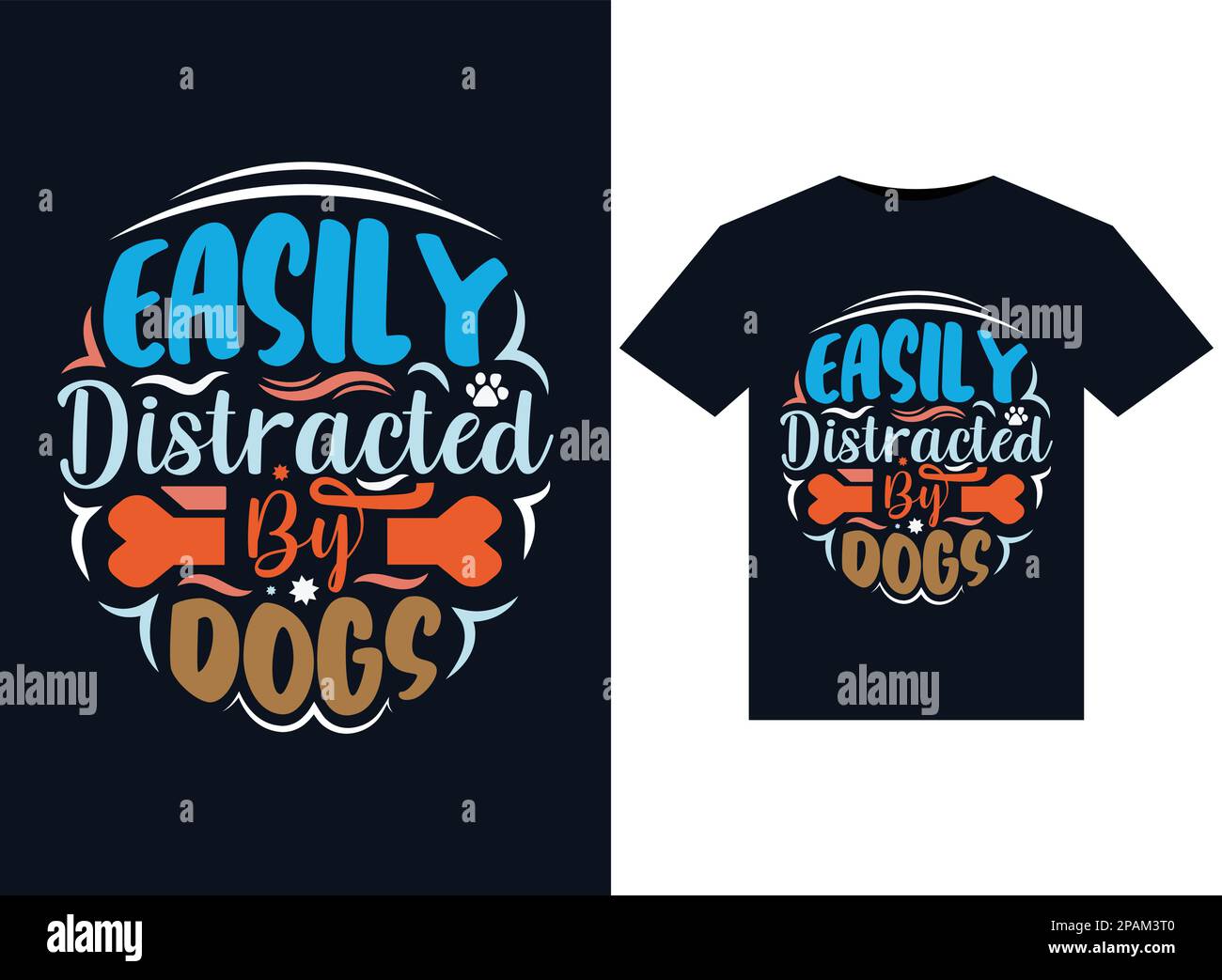 Easily Distracted By Dogs and Horses illustrations for print-ready T ...