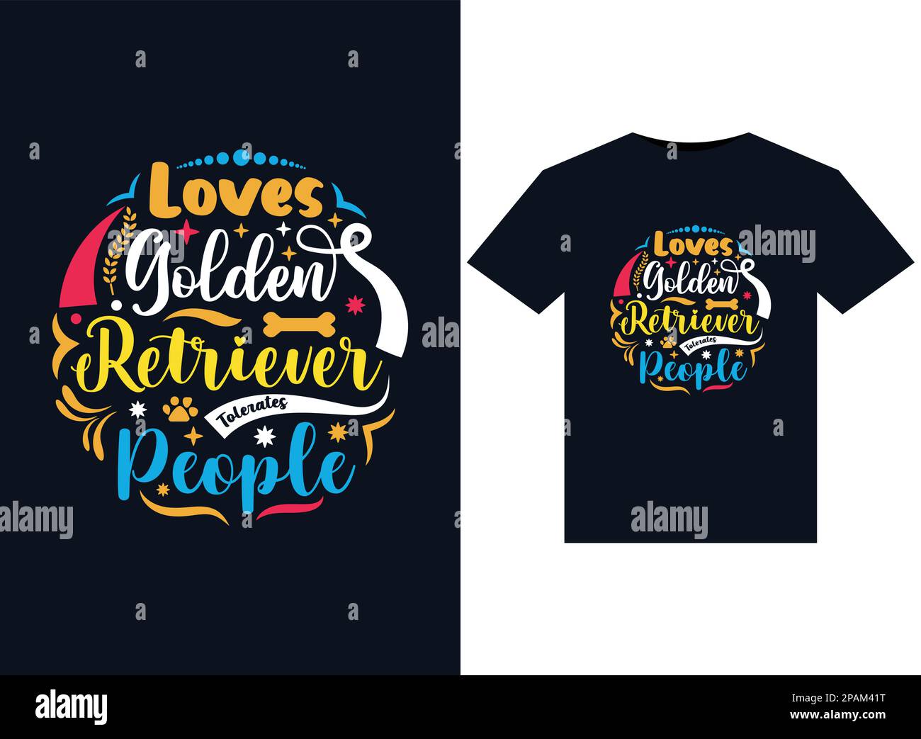 Loves Golden Retriever Tolerates People illustrations for print-ready T ...